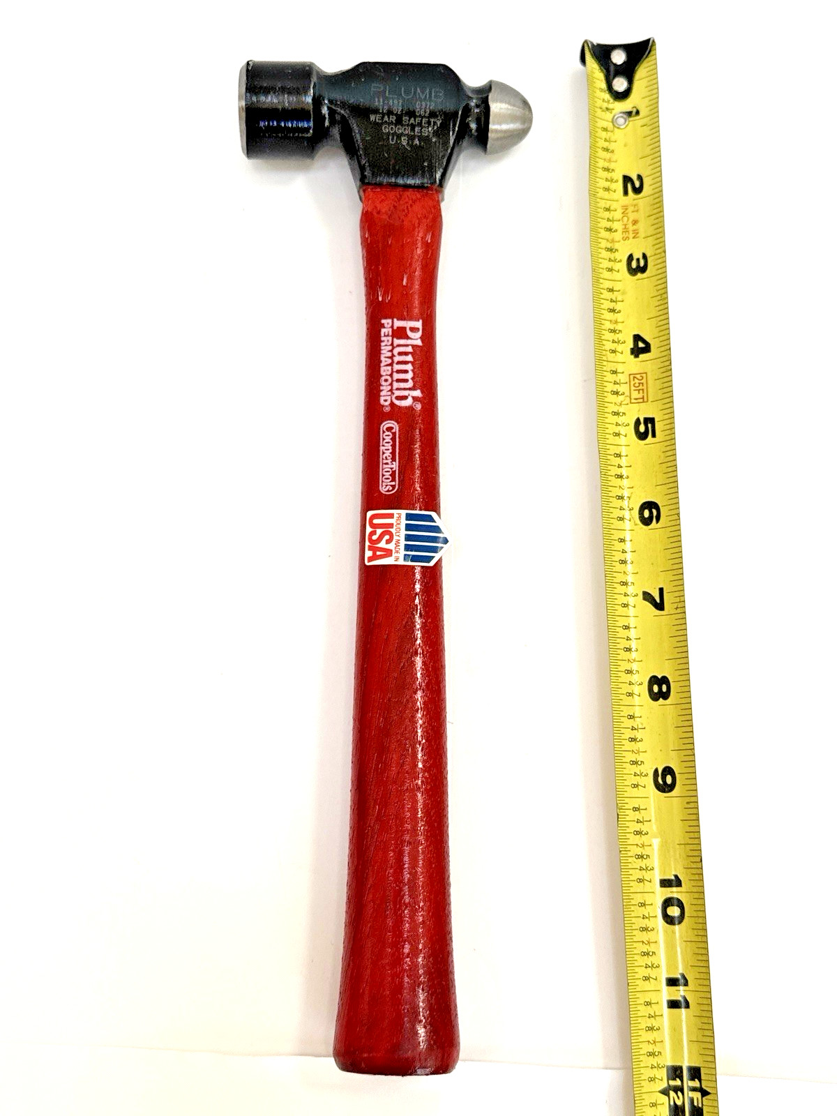 VINTAGE PLUMB PERMABOND 12oz. BALL PEEN WOOD HANDLE – BRAND NEW – Made in USA