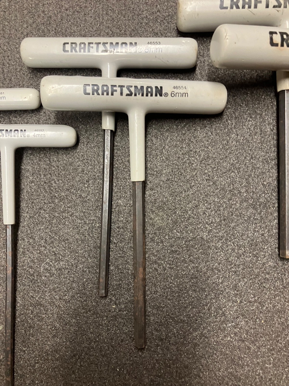 (7) PIECE VINTAGE CRAFTSMAN METRIC T-HANDLE HEX WRENCHES -(f)