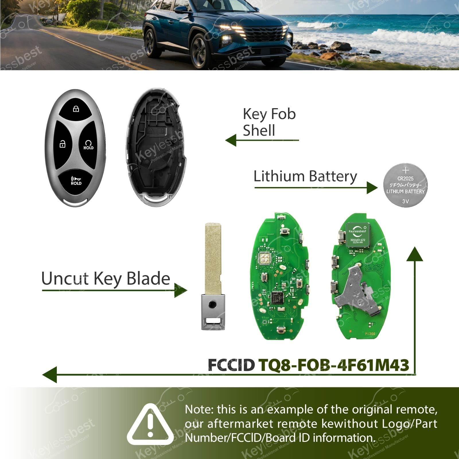 Replacement for 2024 2025 2026 Hyundai Tucson Key Fob TQ8-FOB-4F61M43 95440-N…