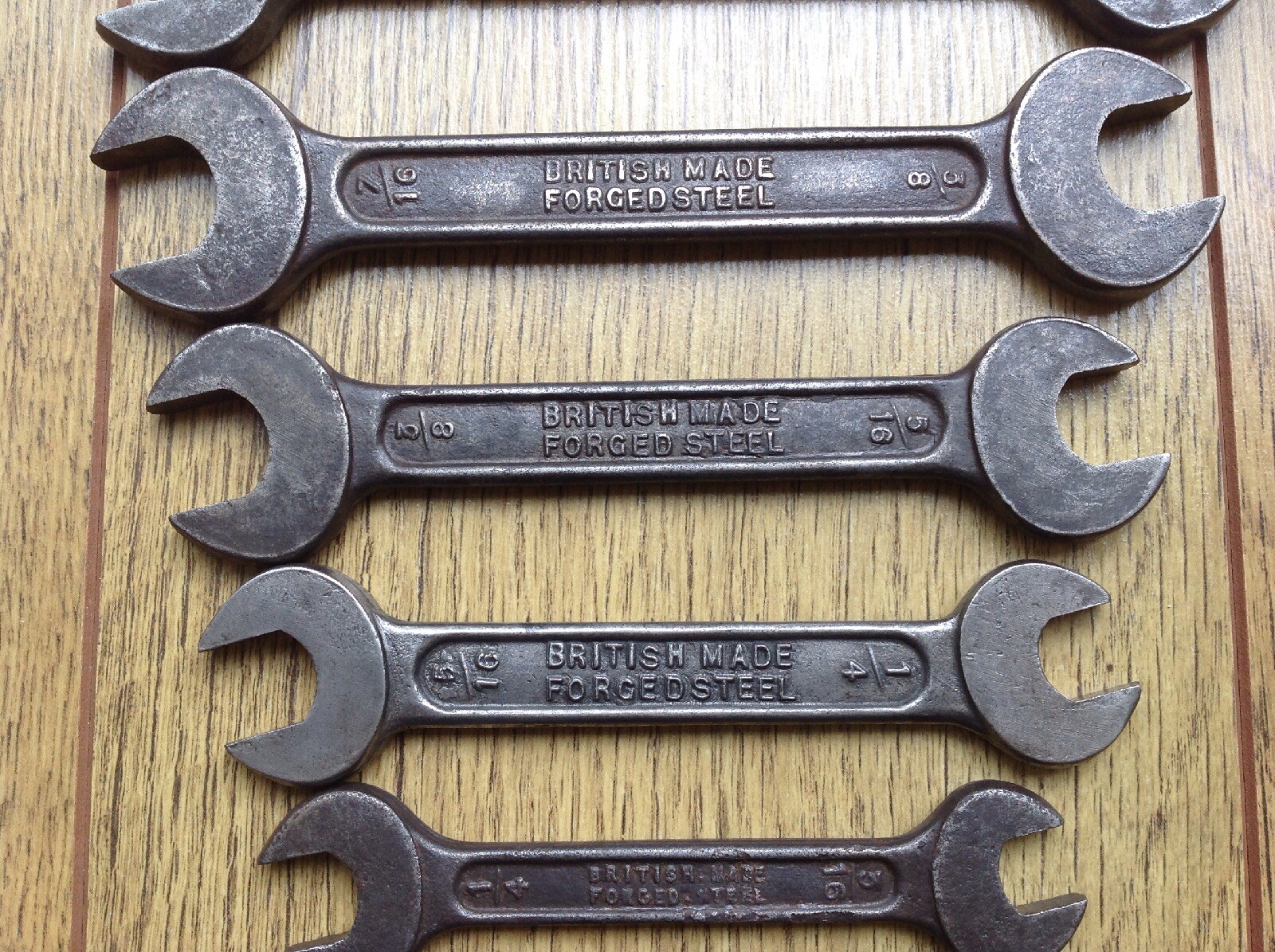 7 Vintage Nubo British Made Spanners 9/16″To 1/8″ Whitworth Open Ended.
