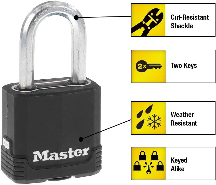 Master Lock Magnum Heavy Duty Outdoor Padlock 4 Pack with Key 48mm