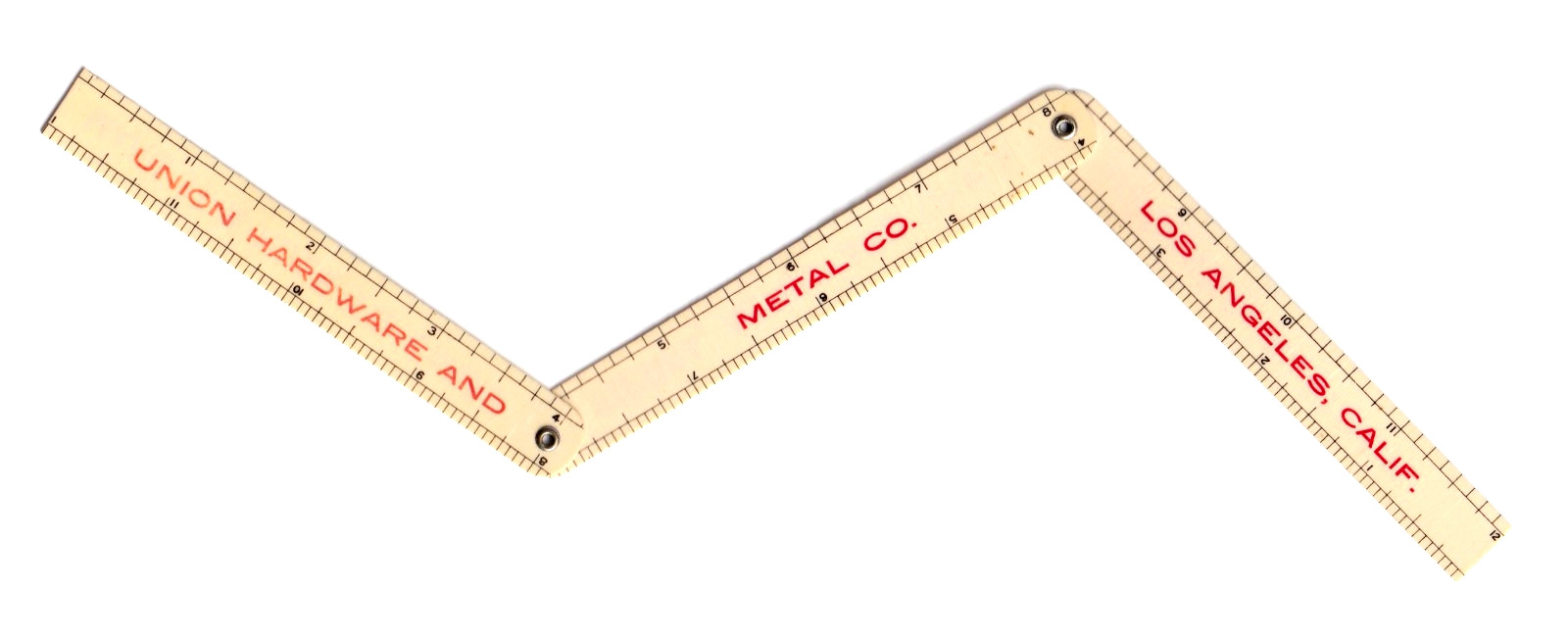 Union Hardware and Metal Co 1908 Folding Ruler Advertising Celluloid Los Angeles