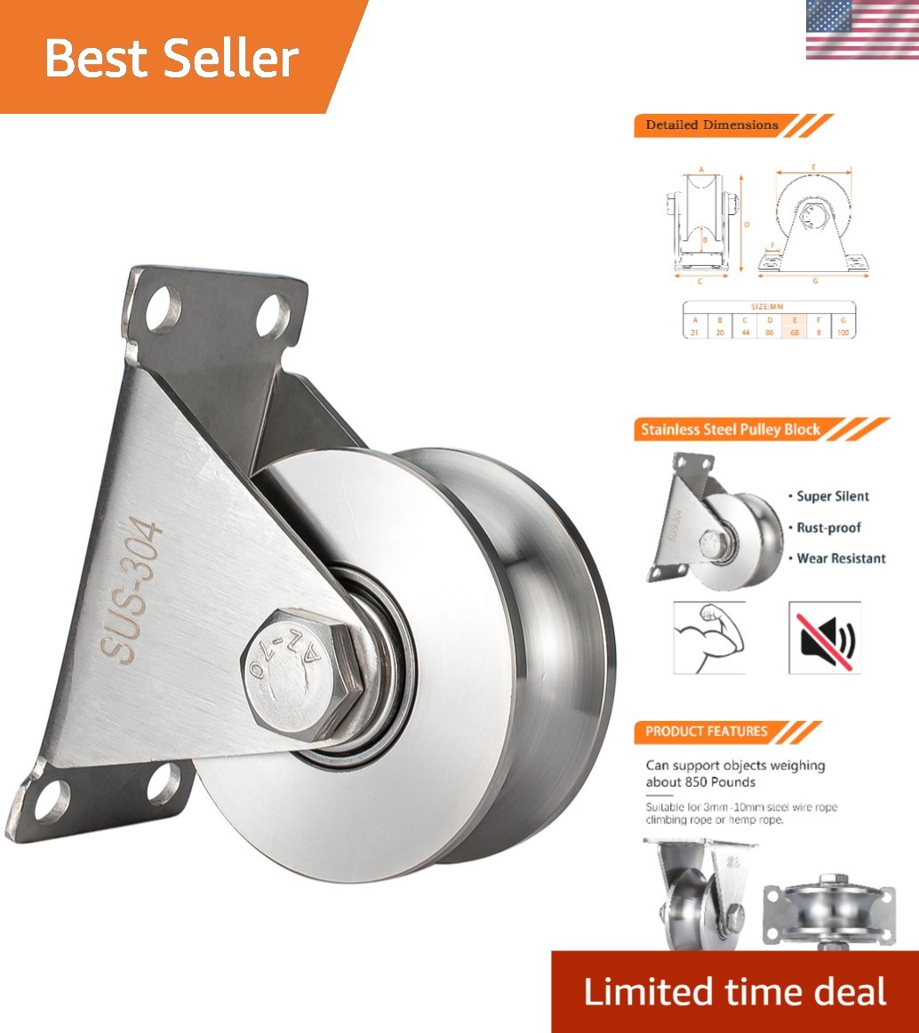 Industrial Wall-Mounted 68 mm Pulley with Duplex Bearings for Smooth Lifting
