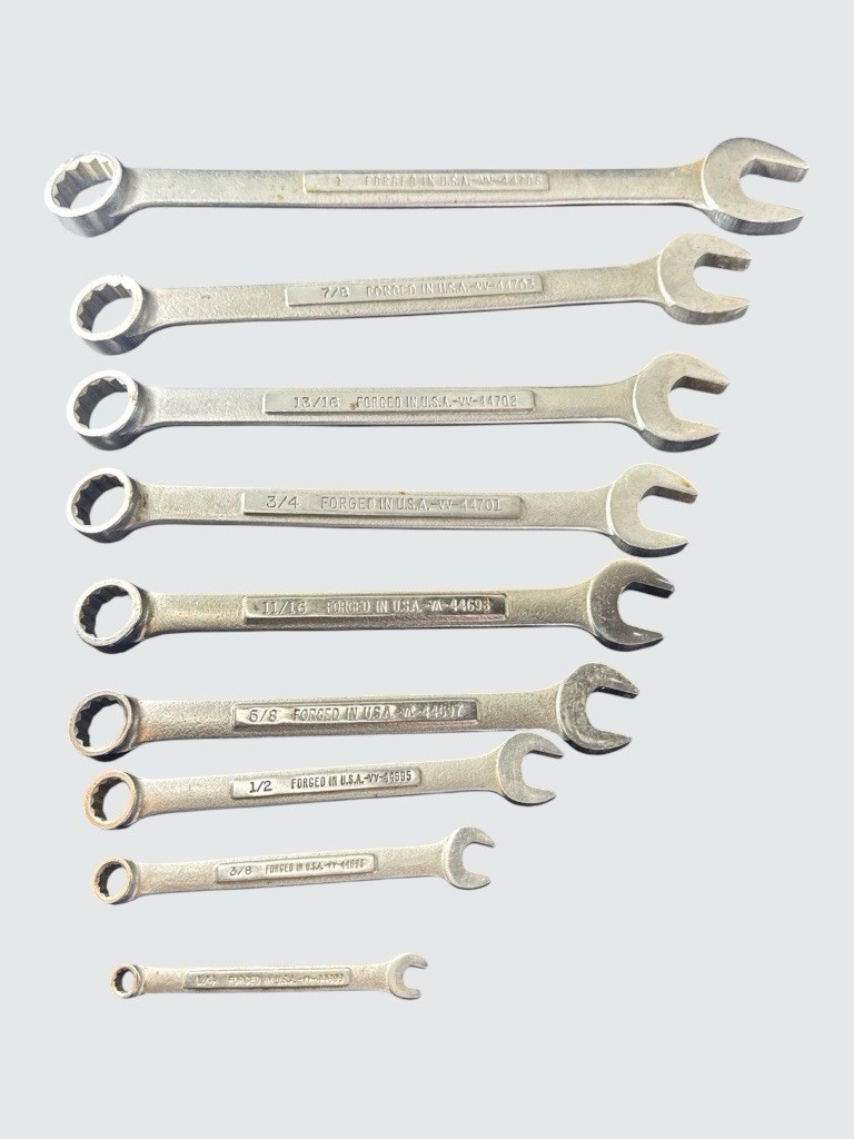 Vintage Craftsman SAE Combination Wrench Set 12 Point USA 1” to 1/4” 9pc VV VA