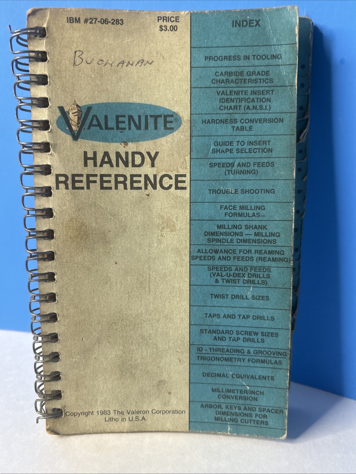 Valenite Metals Handy Reference Book 1983 Engineering Machinist Tools Guide Vtg