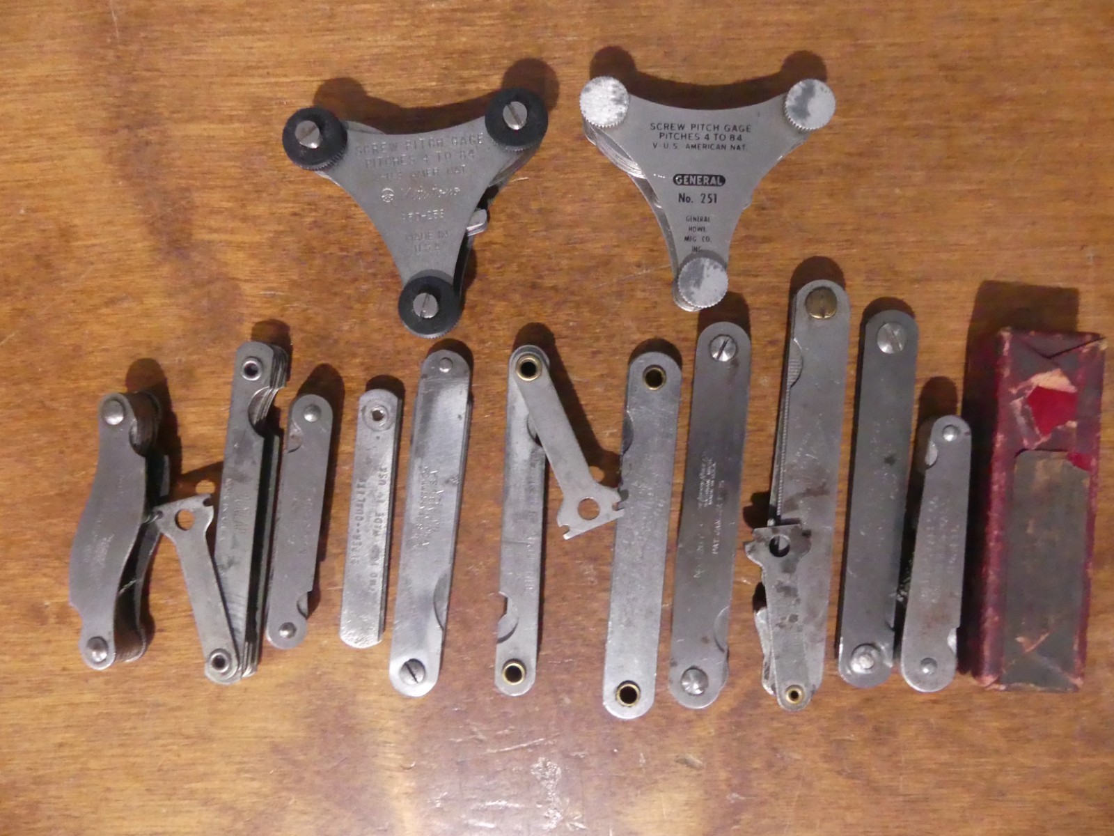 Large Lot 13 Vintage Machinist Gap Screw Feeler Gauge Tools Starrett Lufkin