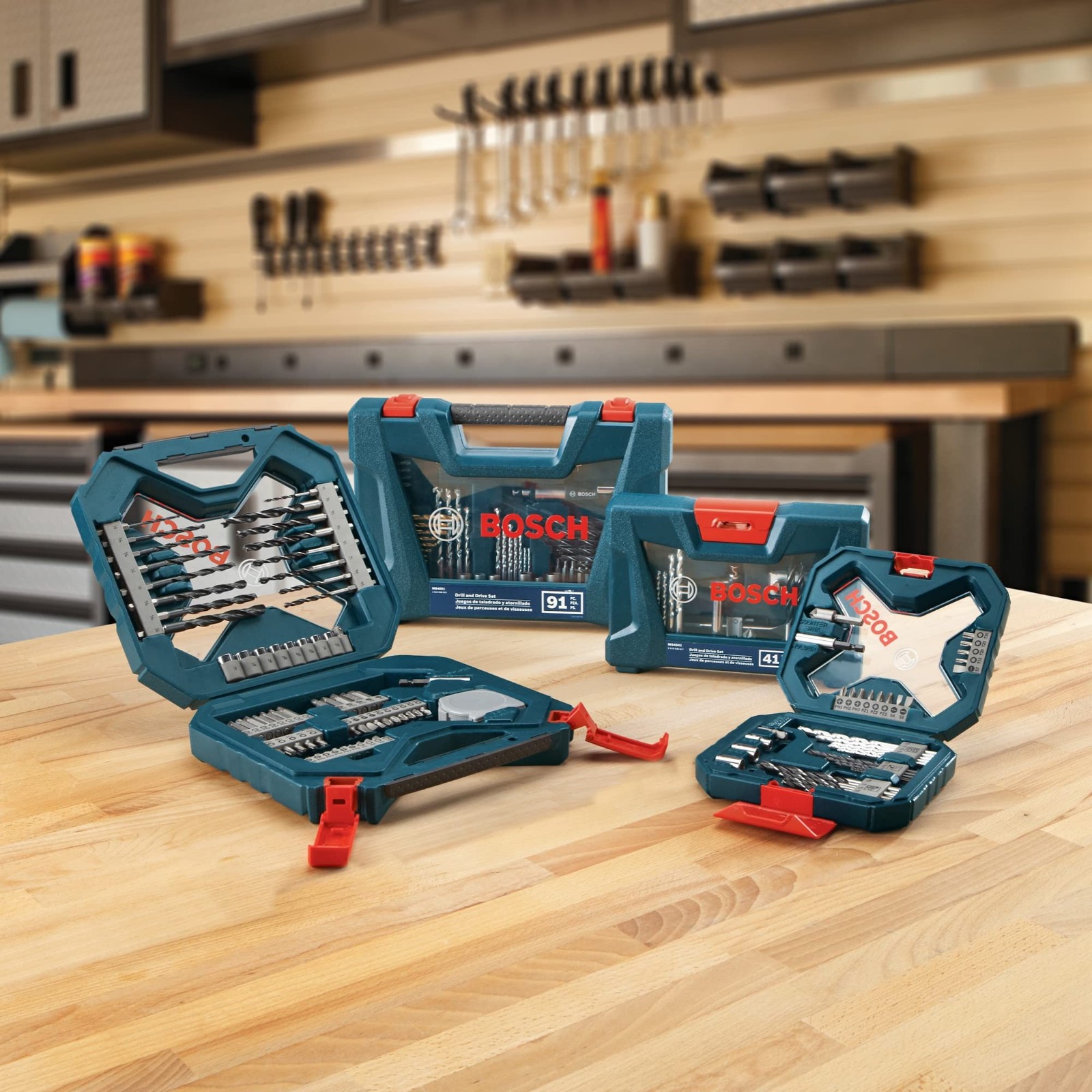 BOSCH MS4034 34-Pc Wood, Metal, Masonry Mixed Drill Bit Set with Case 34pc