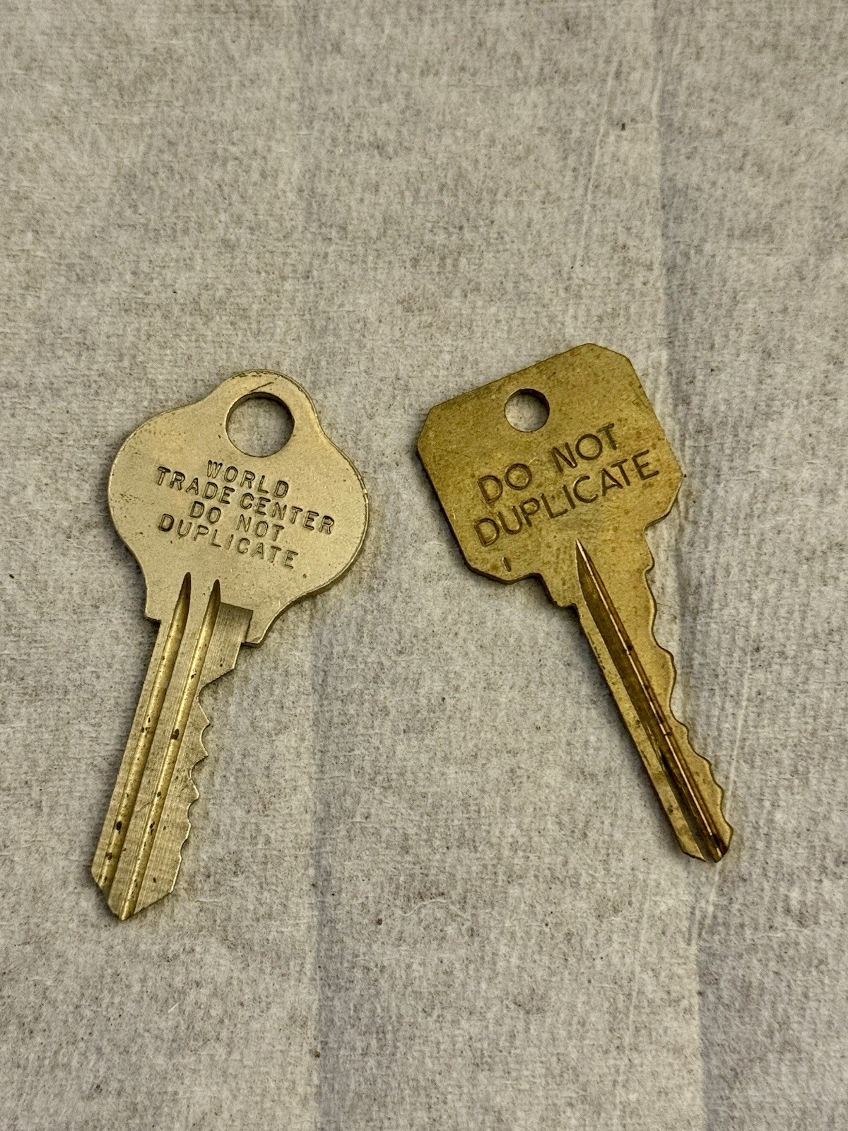 World Trade Center Keys (2) WTC Twin Towers Raised Letters Authentic