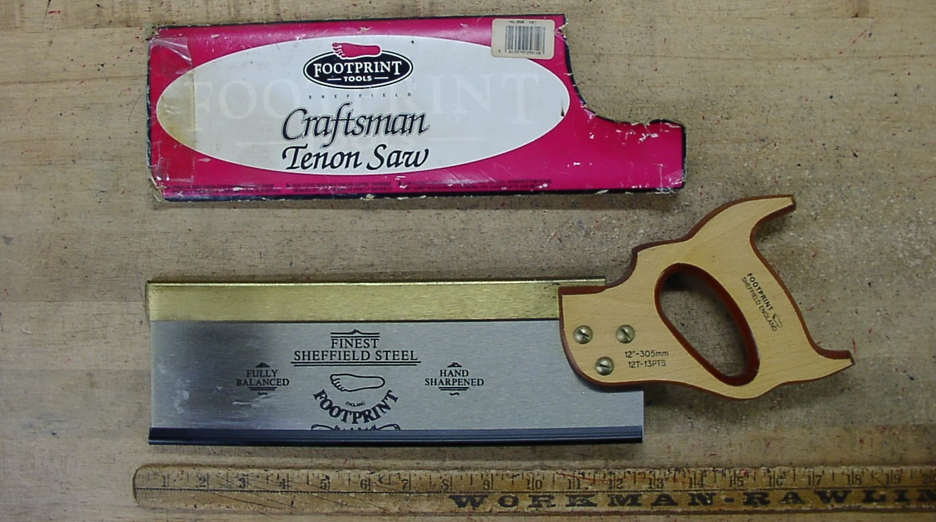 Vintage Footprint 12″ Brass Top Rail Tenon Saw,Sheffield England,Excellent!