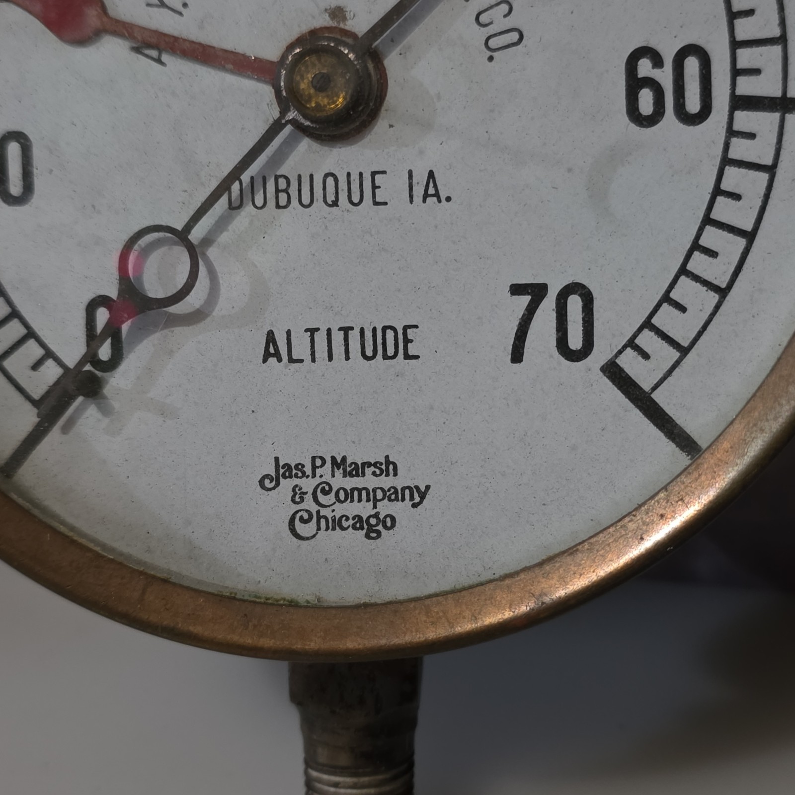 Early Dubuque Iowa Jas P Marsh Chicago A Y McDonald Mfg Altitude Steampunk Gauge