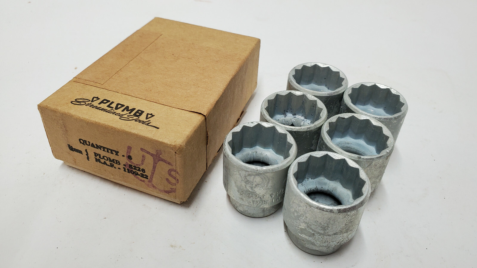 NEW OLD STOCK PLOMB NAVY / MILITARY SOCKETS 5226 13/16 IN ORIGINAL BOX 3/8 DR