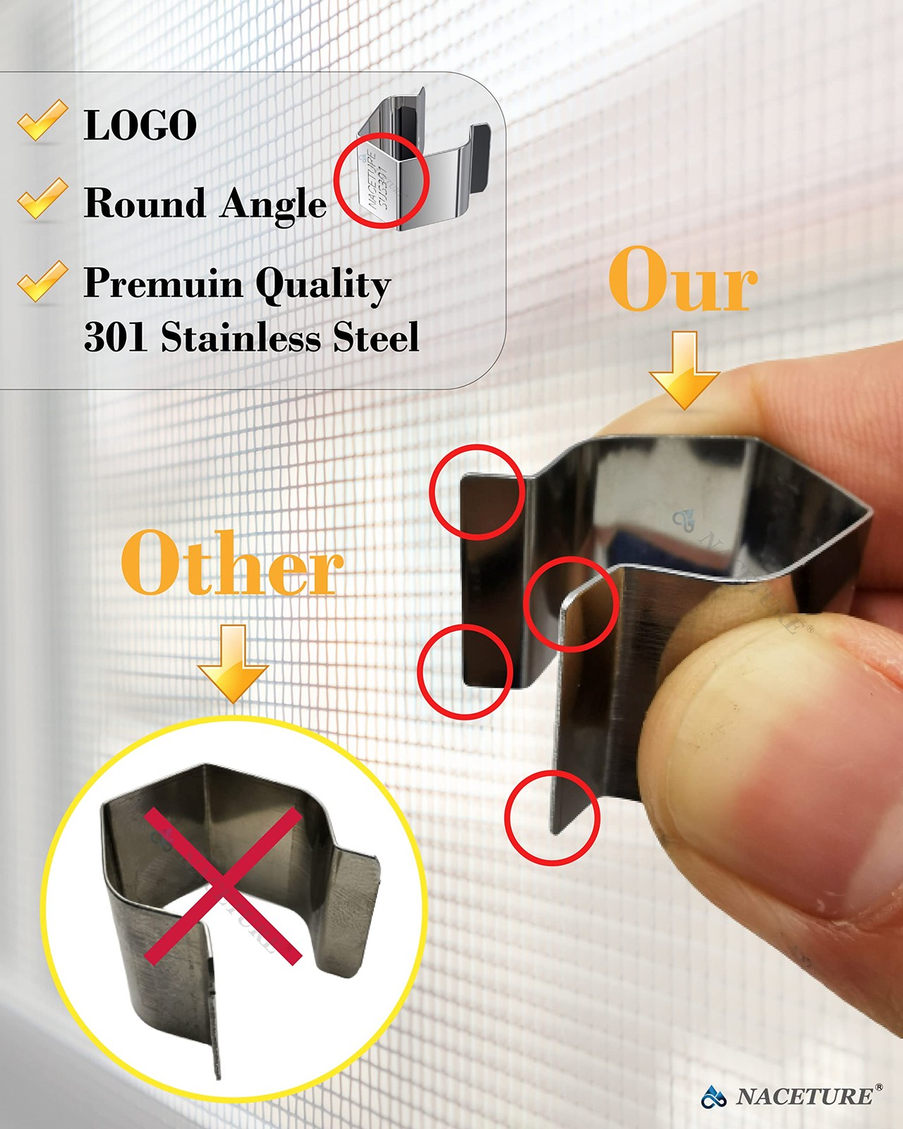 NACETURE Screen Retainer Clips for Window & Door Screens, 10 Pack 10