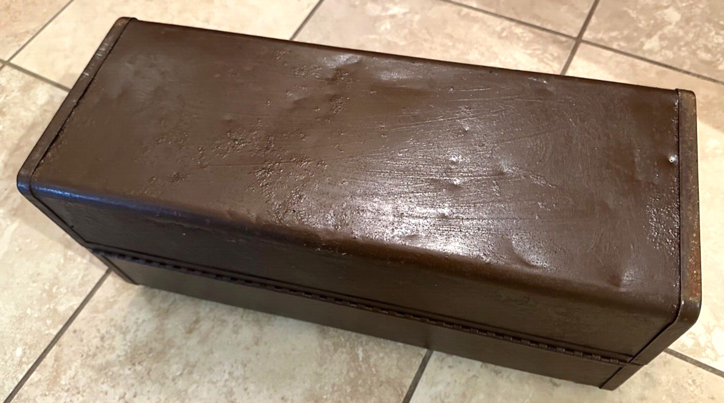 🇺🇸 Vintage Kennedy Kits 2-Tier Brown Metal Tackle Tool Box Latch Fishing Fish