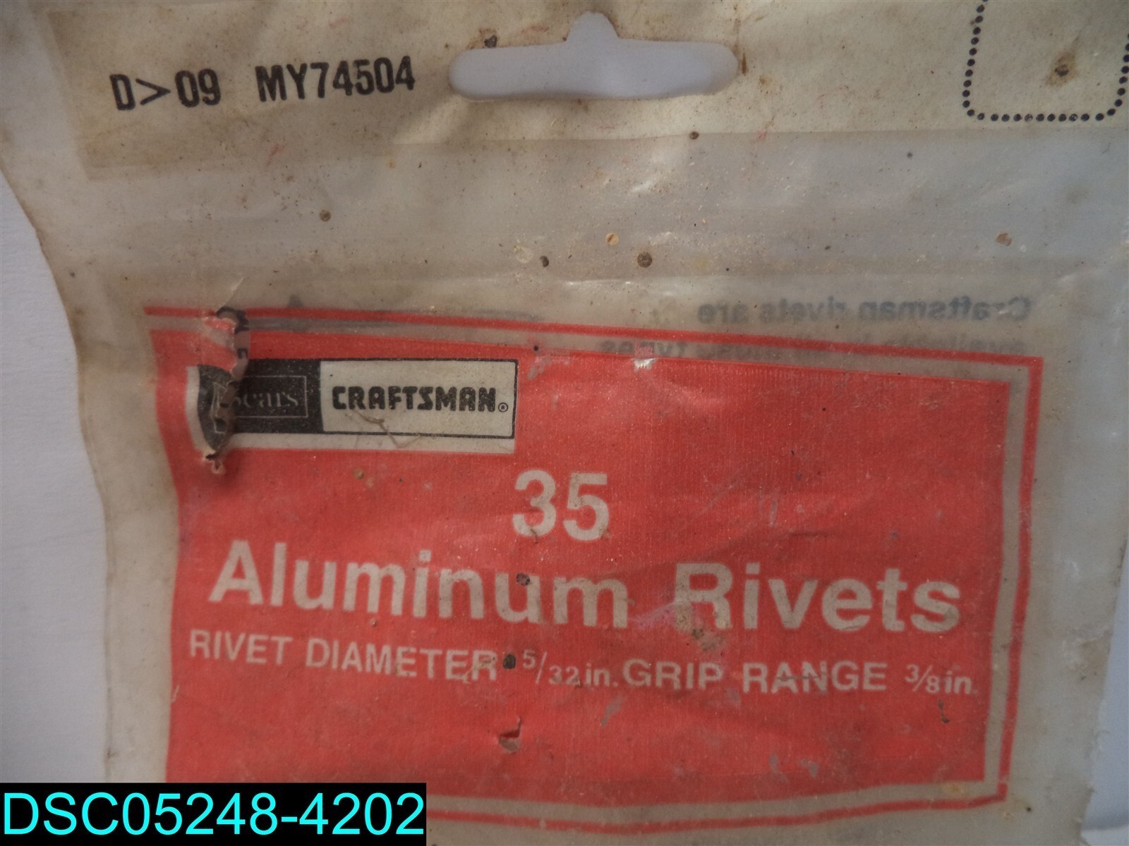 SEARS CRAFTSMAN Hardware 35 Aluminum Rivets 5/32” Grip Range 3/8” MY74504