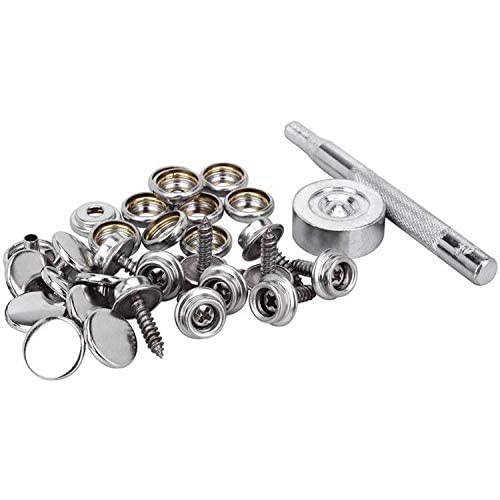 CENOZ 150 PCS Canvas Snap Kit Tool, Metal Screws Snaps One Size, Silver