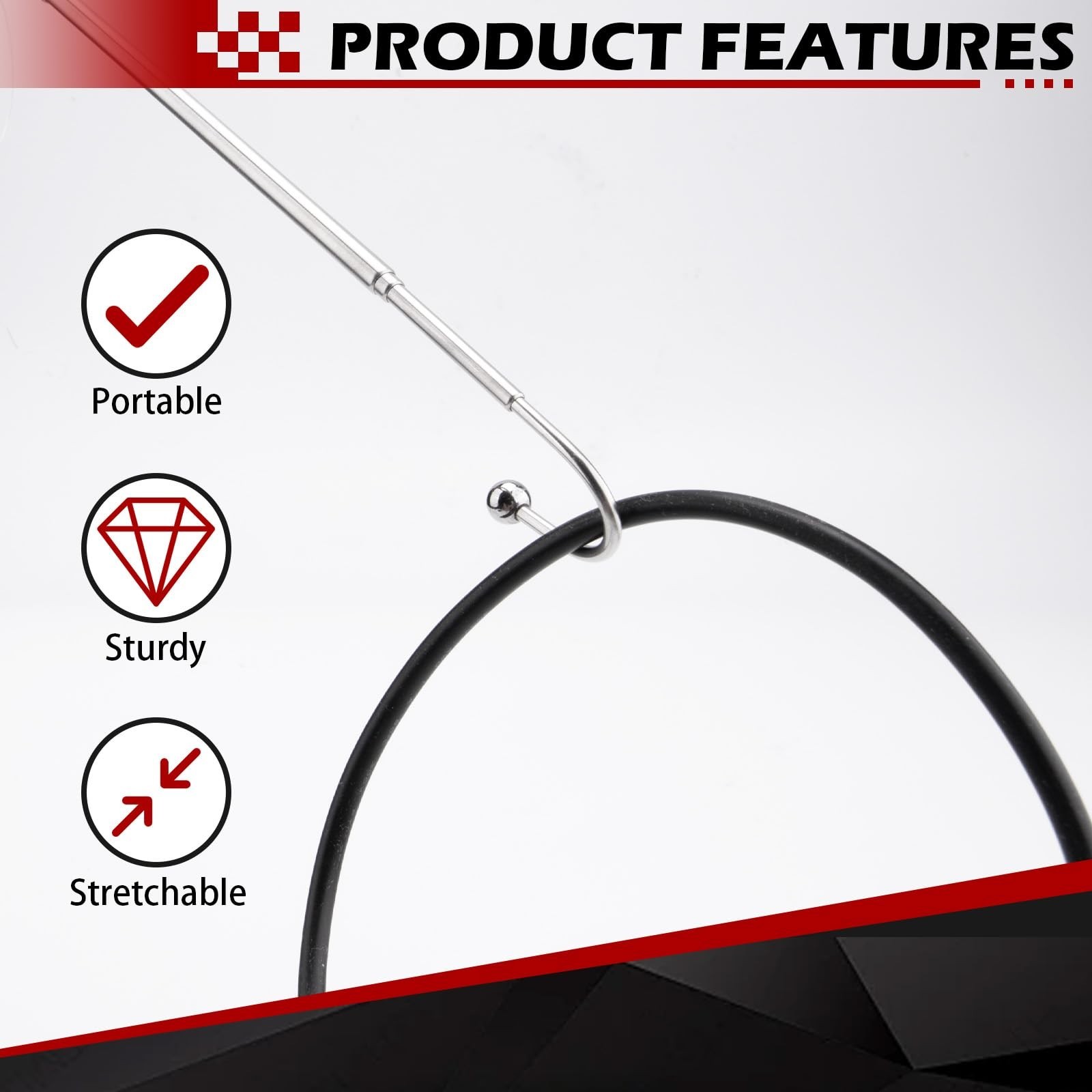 Telescoping Wire Reacher Pole, With Hook and Pocket Clip | 36 Inch Extended L…