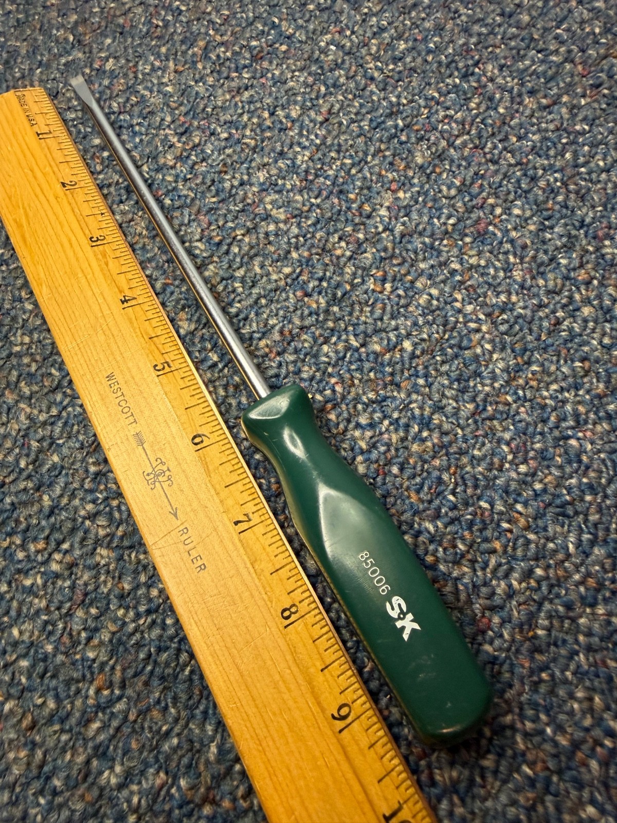 Vtg SK SureGrip screwdrivers, lot of 3, green handles, France, vg condition