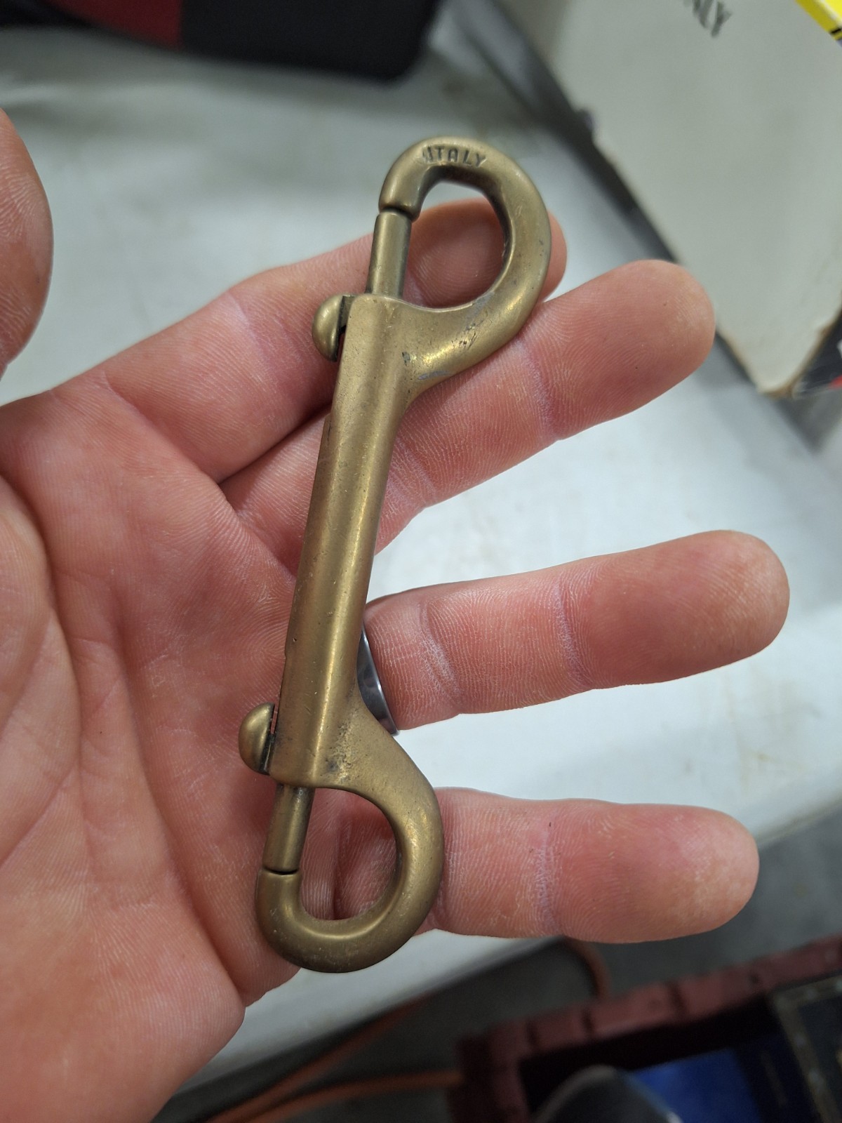 3 Vintage Solid Brass Nautical Swivel Carabiner Rope Snap Clasp 3.5″