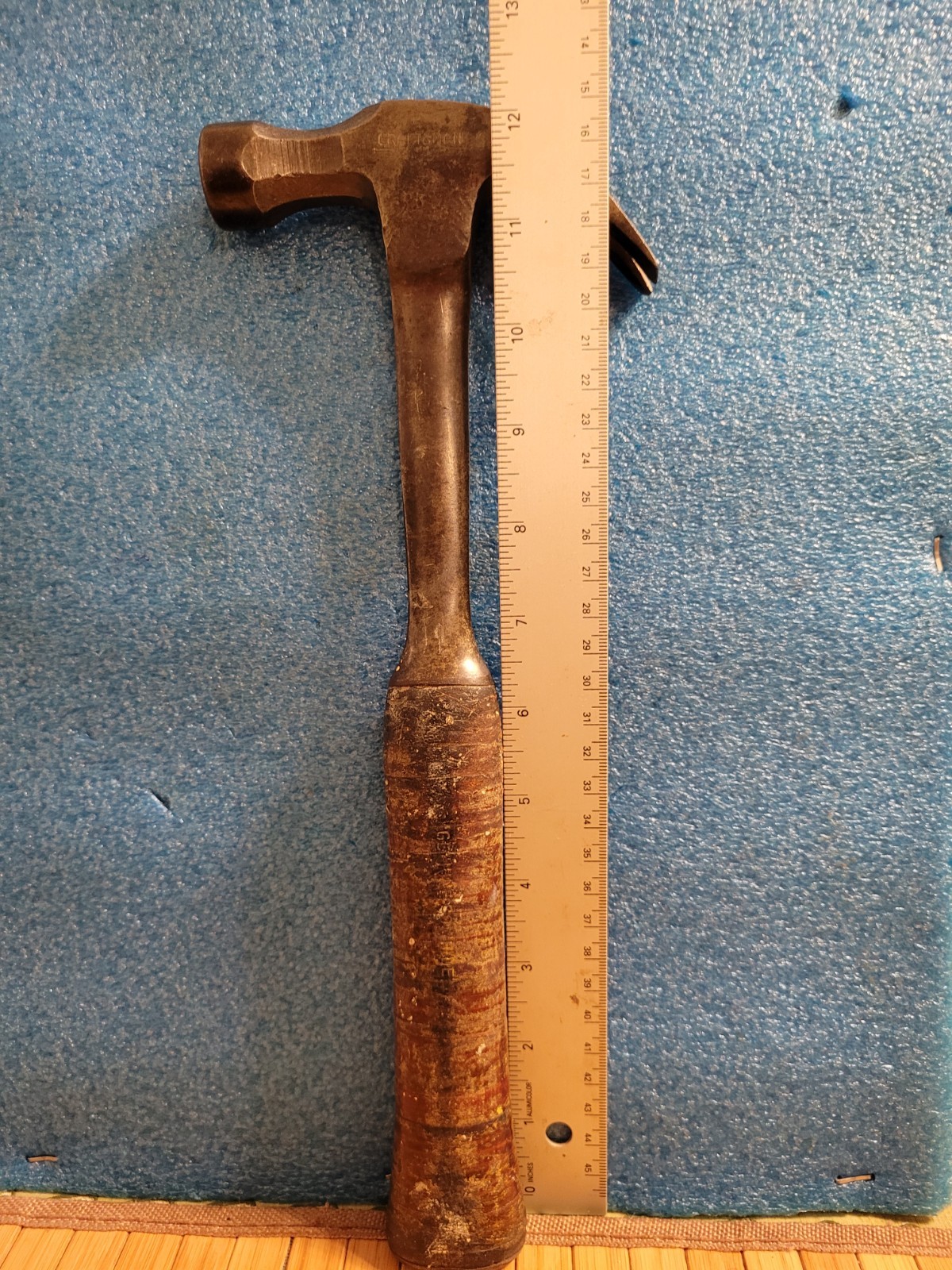 Vtg CRAFTSMAN REG T.M.-M 12 1/4″ L 1.09Lb Stacked Leather Handle Claw Hammer.OBO
