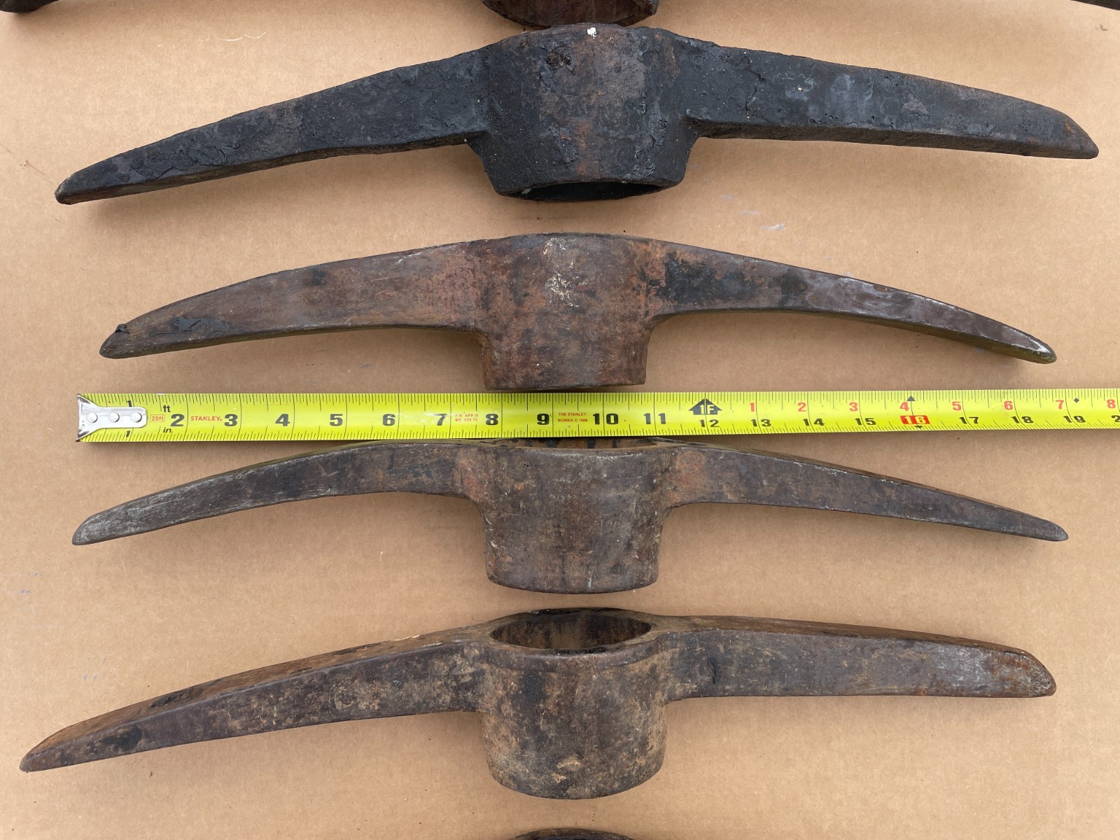 Vintage Lot of (6) PICKAXE HEADS Forged Steel Tools 14-23″ Salvaged