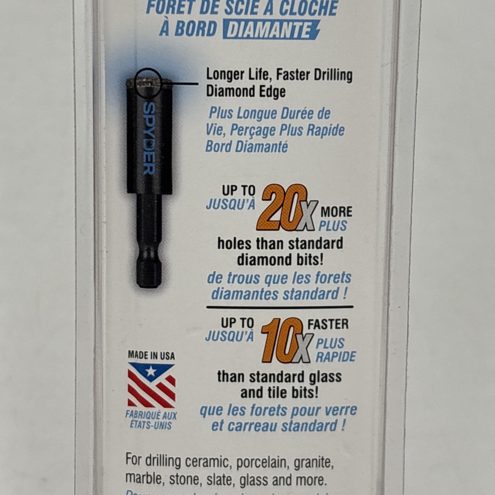 Spyder 600849 3/8″ Diamond Edge Arbored Hole Saw Bit NEW Sealed