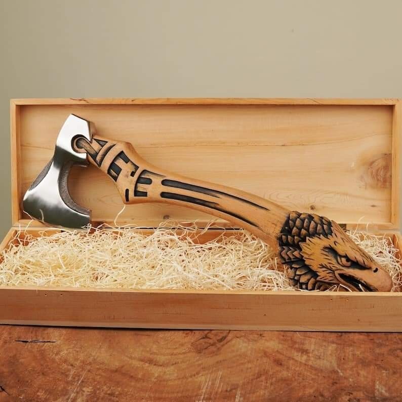 Custom Handmade Eagle Wood Handle Viking Hatchet Camping axe Hunting Axes Gifts