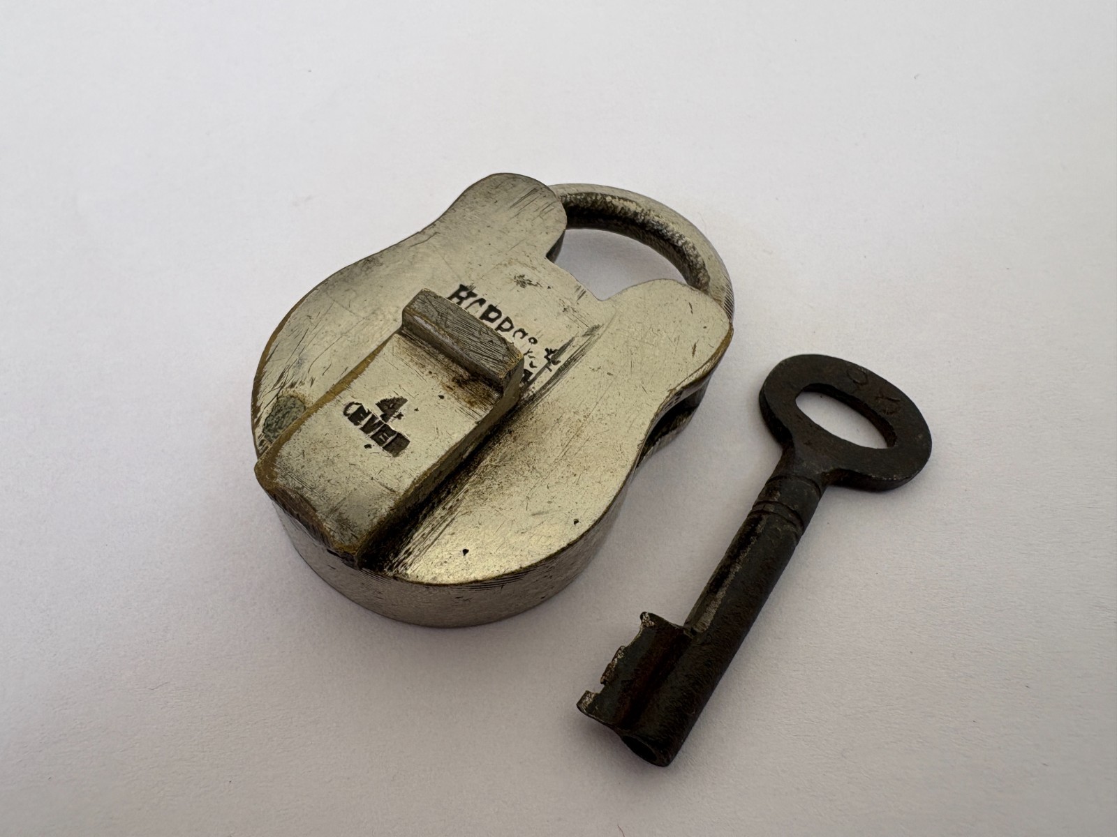 Vintage Brass Padlock with Key Vintage Indian Handmade Collectible Hoppes&Co