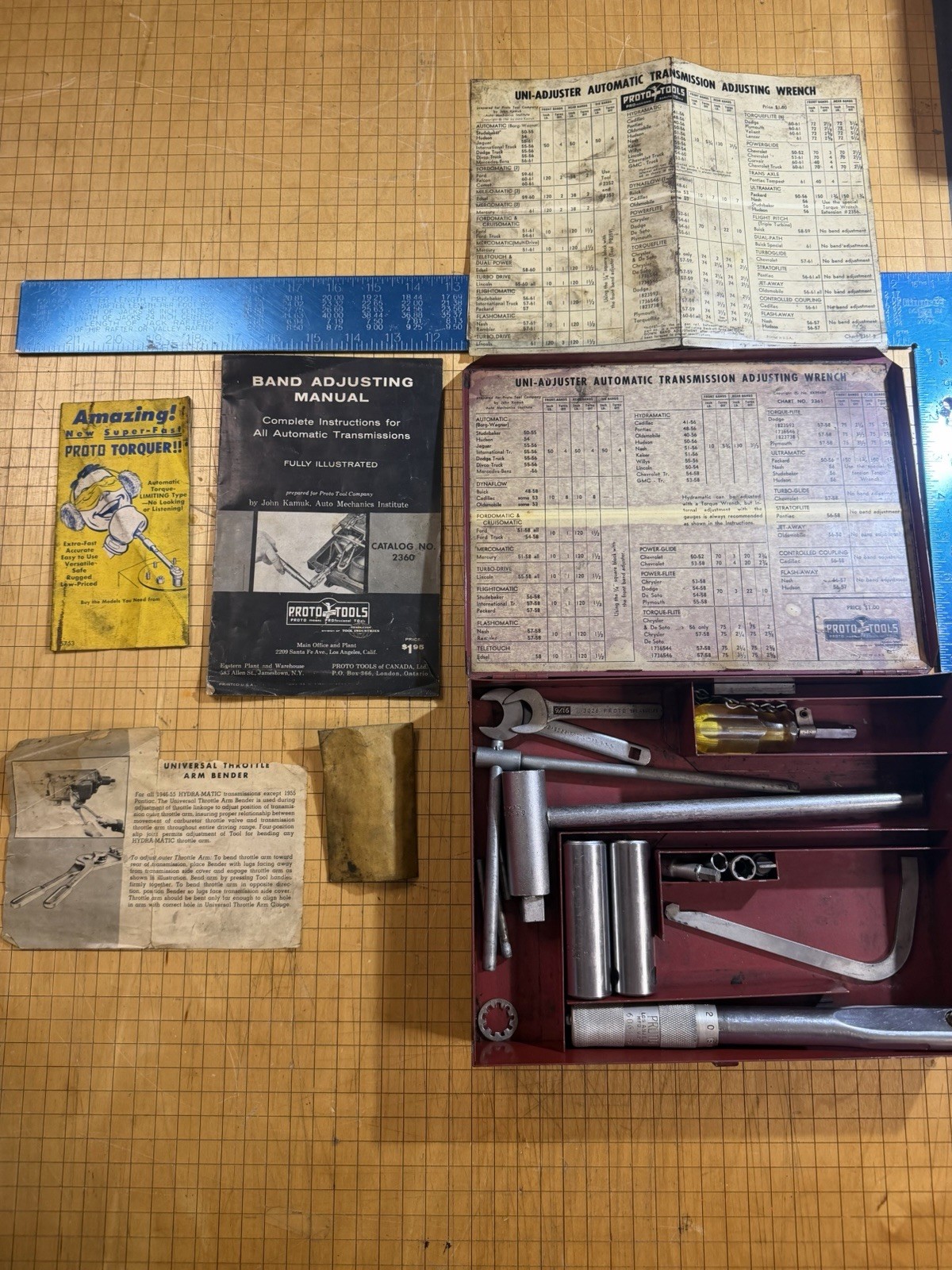 Vintage Proto Tools 9973 Automatic Transmission Band Adjusting Kit WITH Manuals