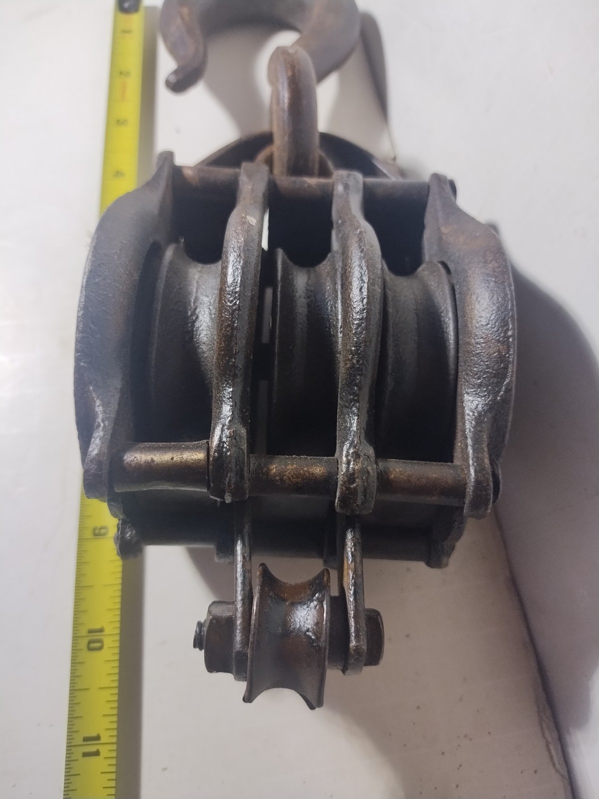 Antique Cast Iron Madesco Triple Pulley #4 Easton PA 1890-1920 Heavy