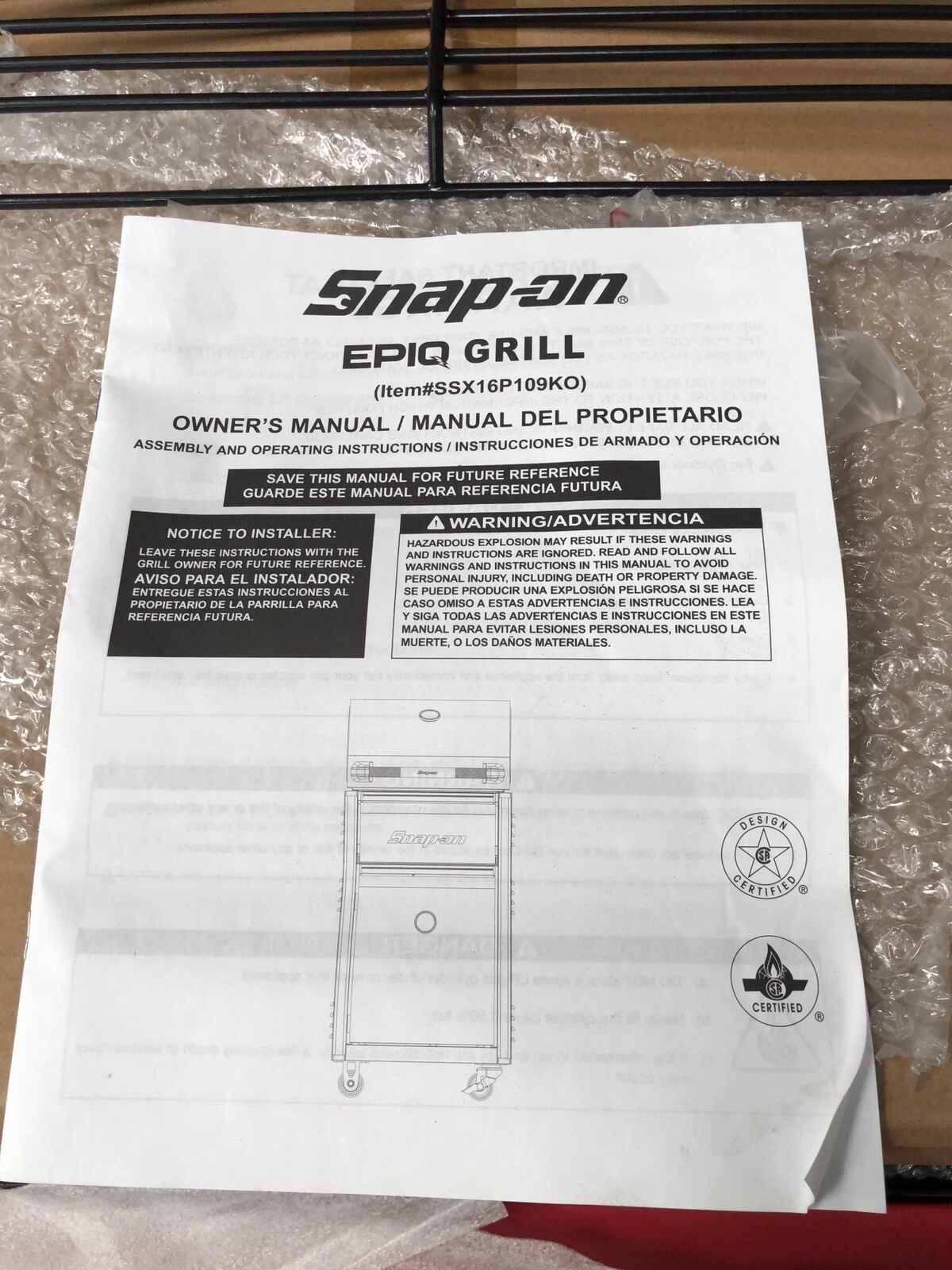 SNAP ON TOOLS SSX16P108KO EPIQ GRILL/ SMOKER COMBO