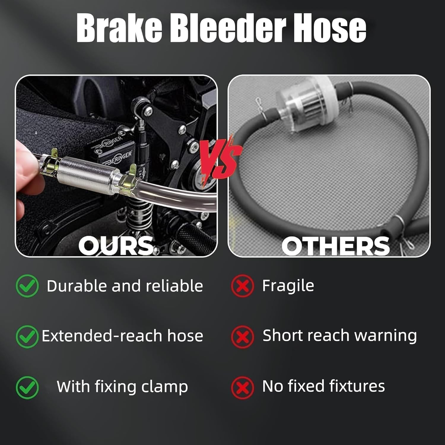 2Set Brake Bleeder Kit,Hose with OneWay Check Valve – Universal Brake Fluid B…