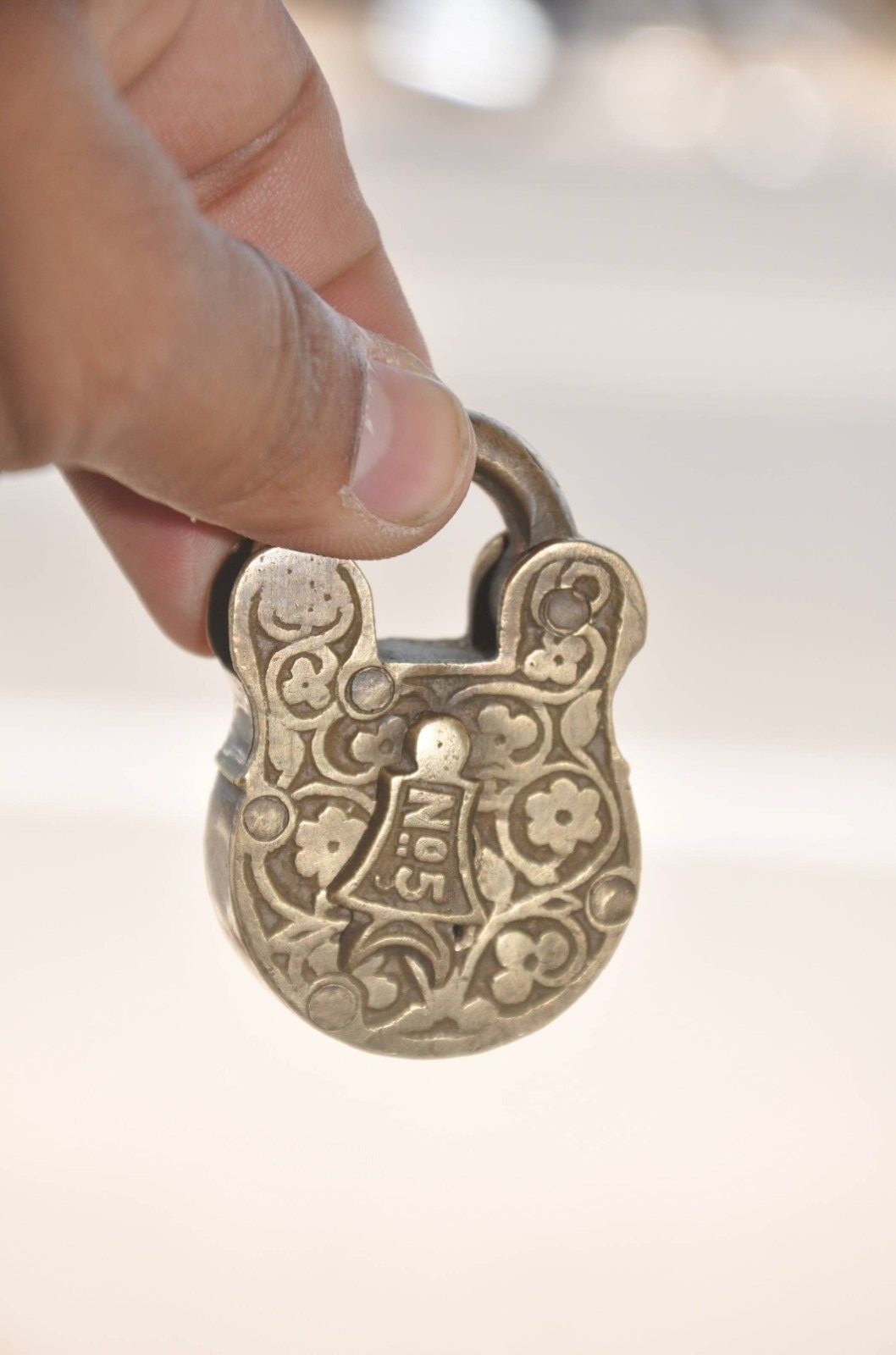 Vintage Brass Unique Flower Engraved Handcrafted Padlock,Collectible