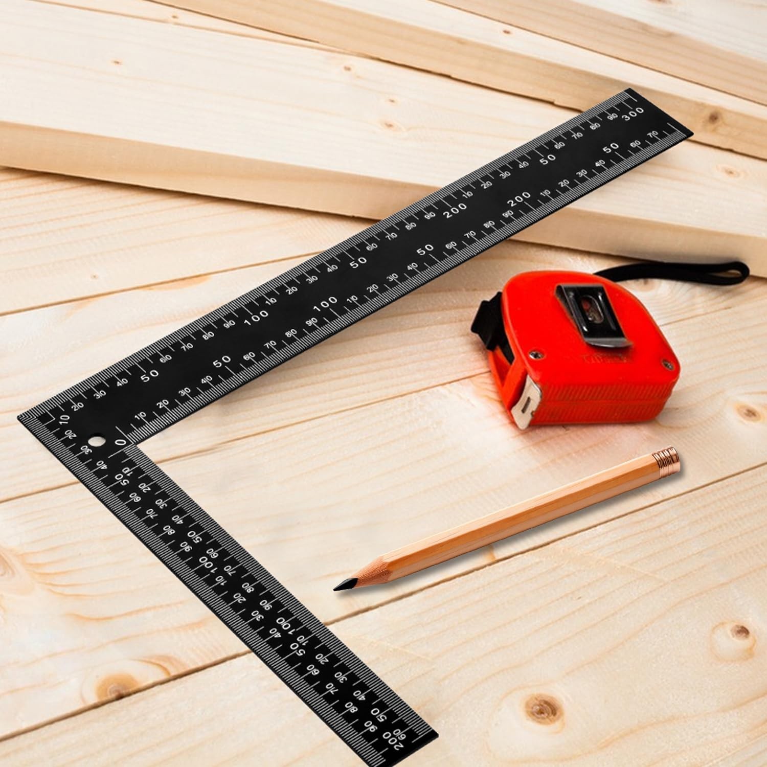 Professional 8×12 Inch Carpenter Square – Heavy-Duty Carbon Steel Black