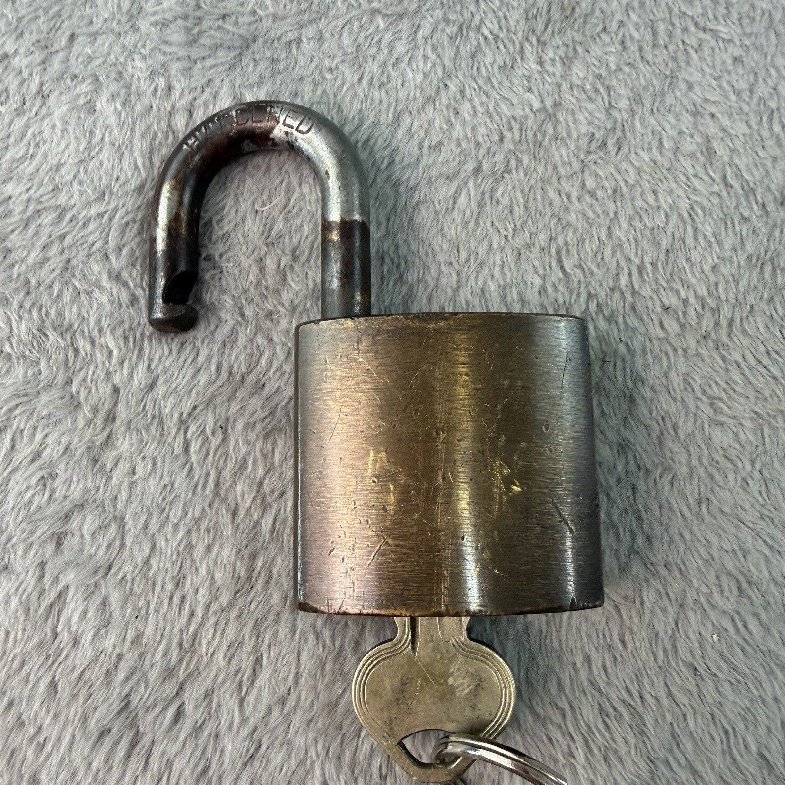 Vtg Russwin Solid Brass 3″ Padlock & 2 Key Combo Hardened Steal Shank B74