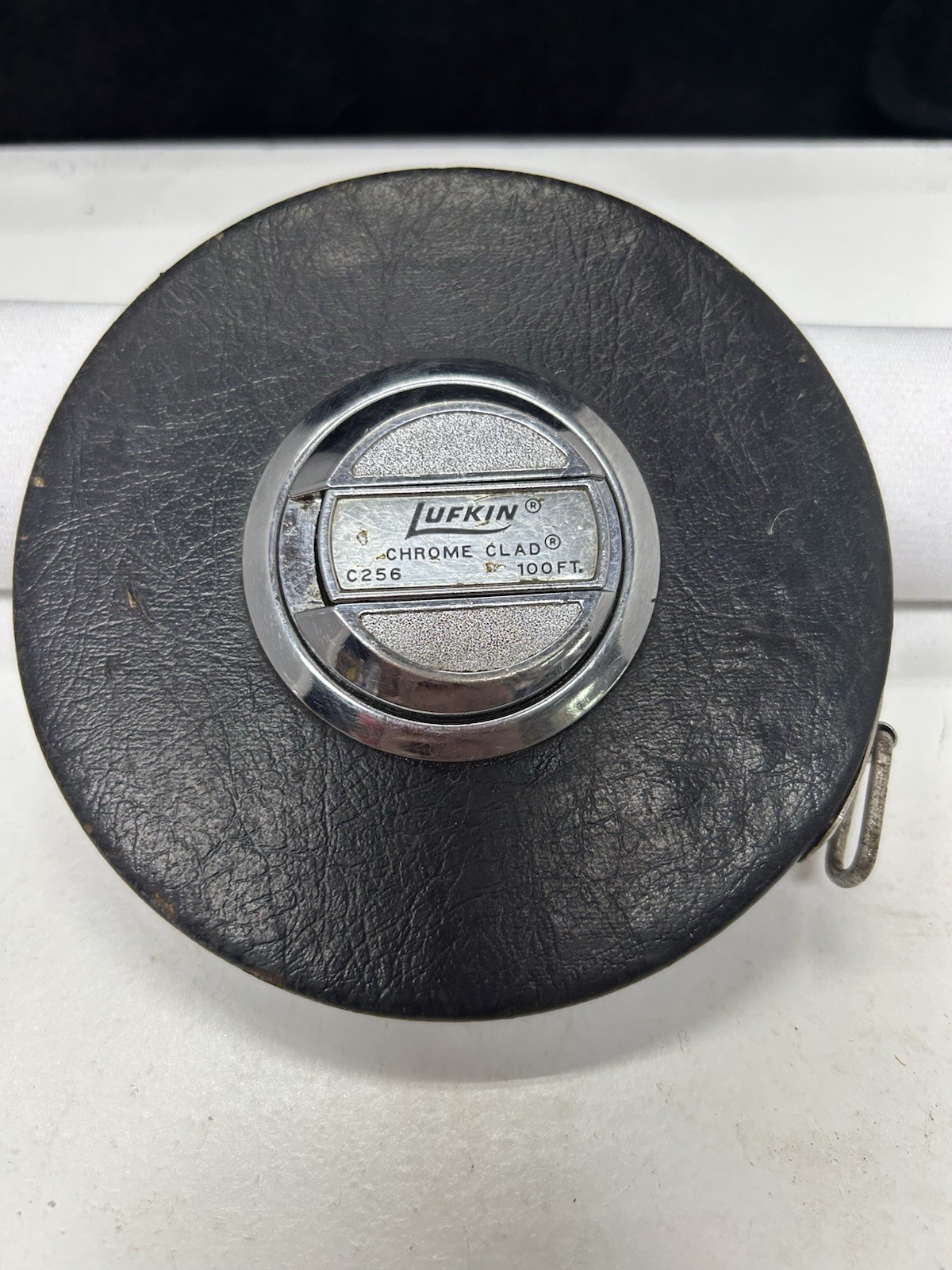 Vintage Lufkin C256 Tape Measure 100 ft x 3/8” Chrome Clad Windup Style Rule