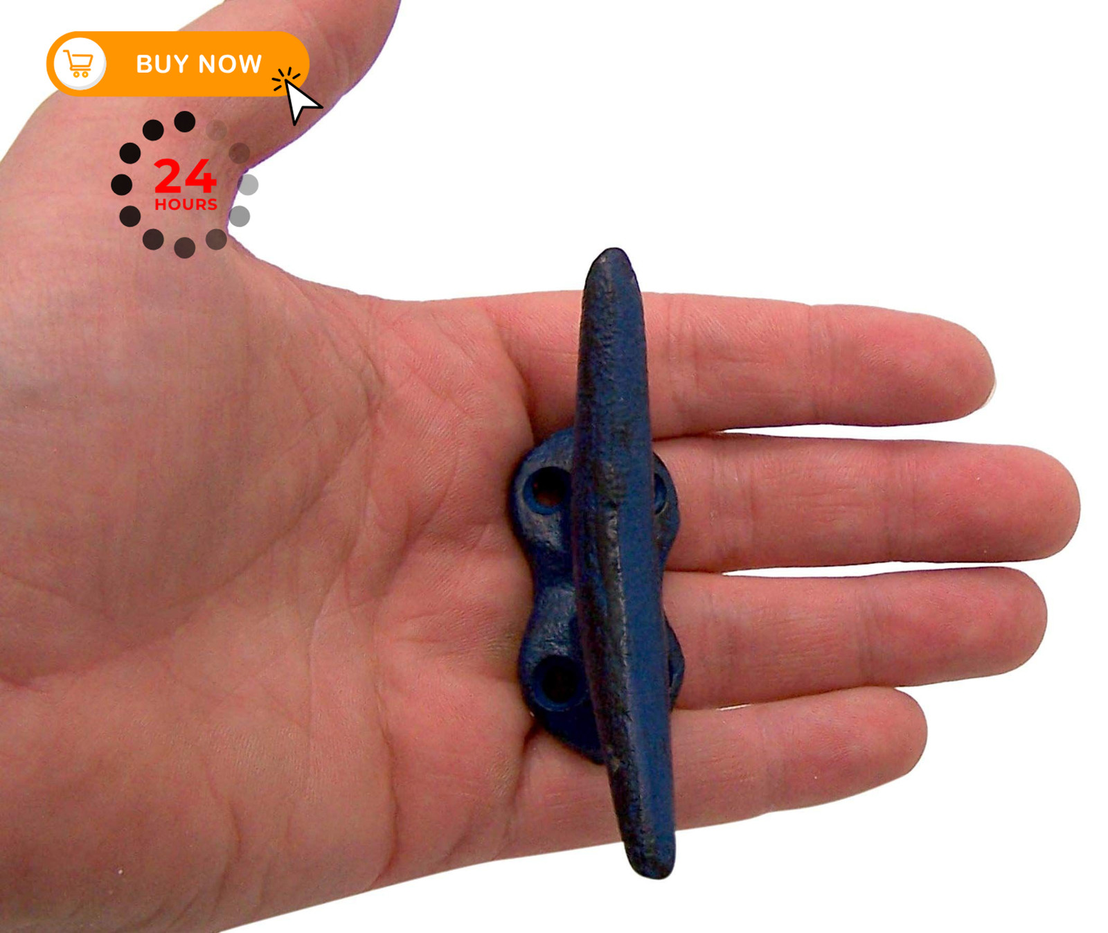 Wowser Nautical Blue Cast Iron Boat Cleat Wall 1″L x 1.3″W x 3.5″H,