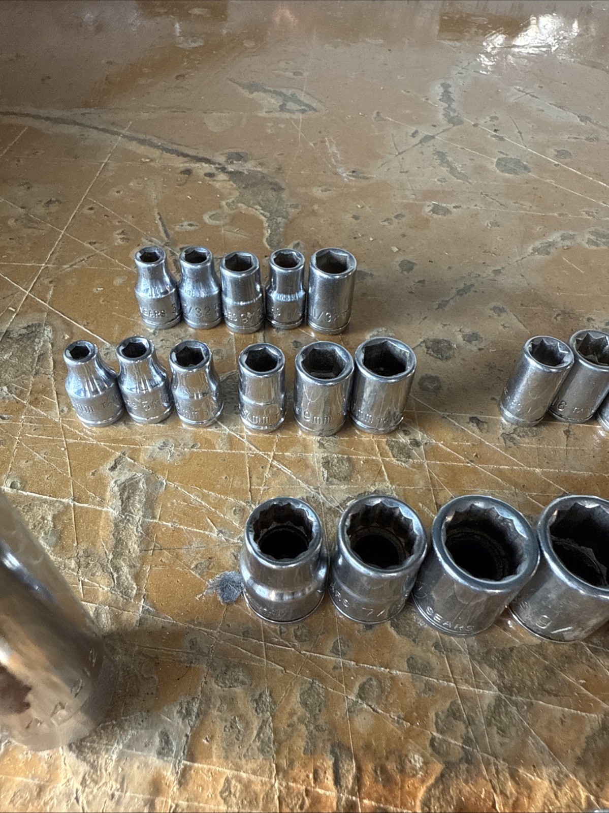 Sears Made In Taiwan Socket Set 1/4 3/8 Extension Orange Handel Vintage 1960s
