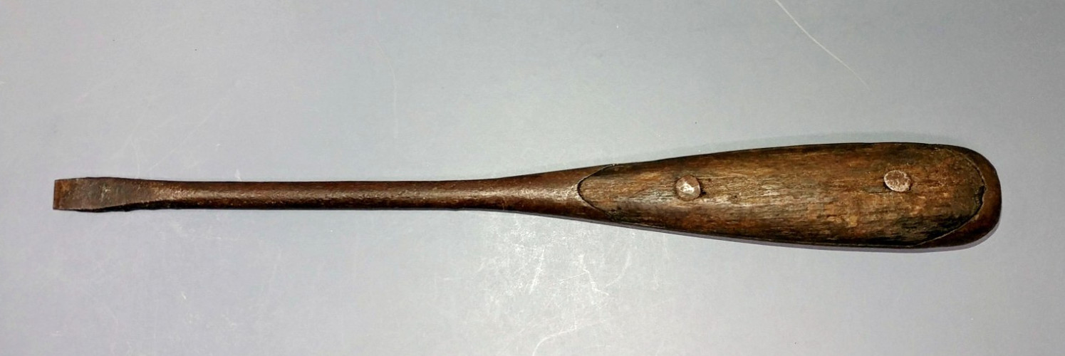Vintage Antique “Perfect Handle” 11-Inch Flathead Screwdriver Wood Handle Tool