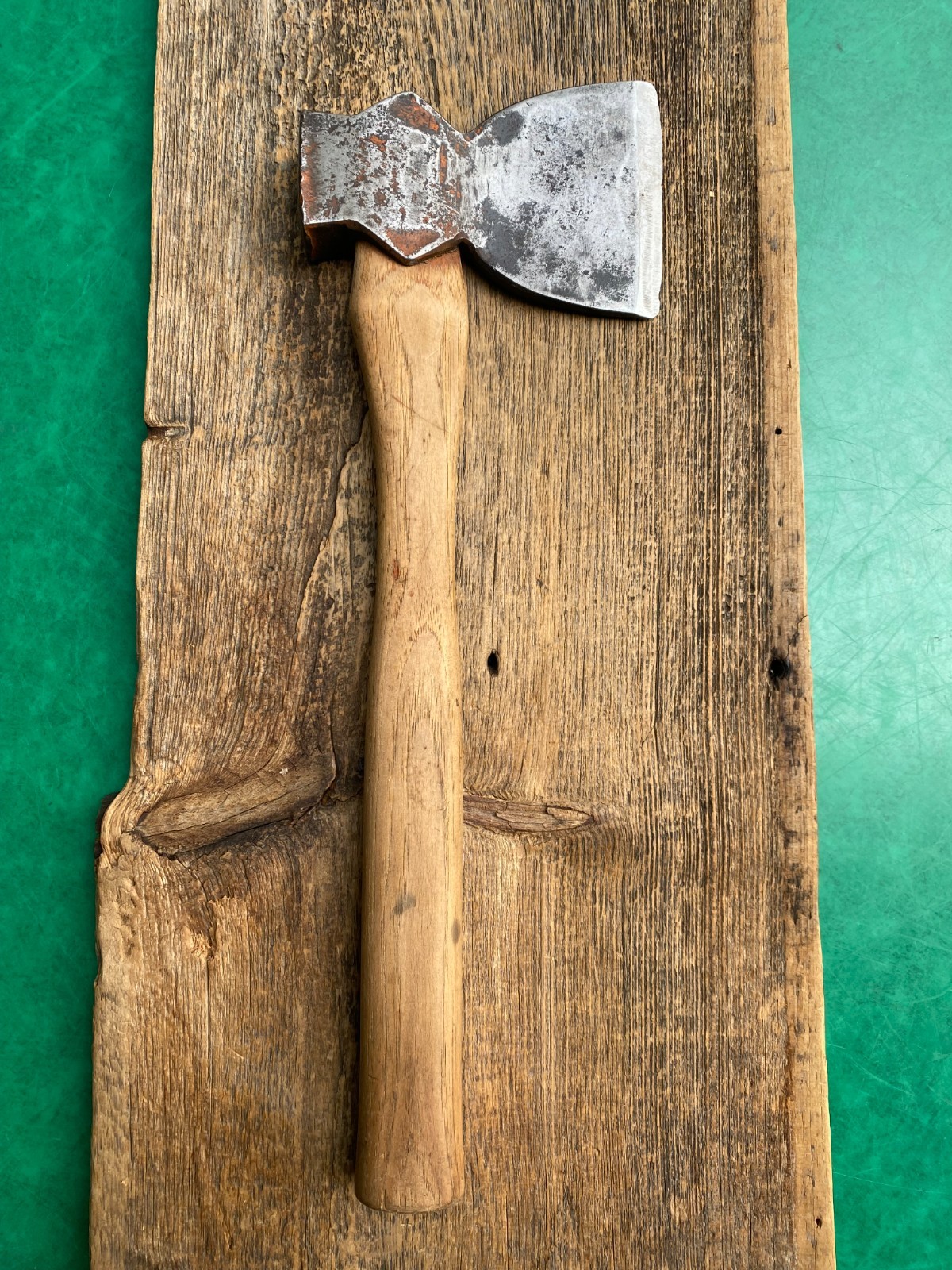 Vintage Broad Hatchet Axe Head Stamped Maker Trademark Hewing Carpenter Tool