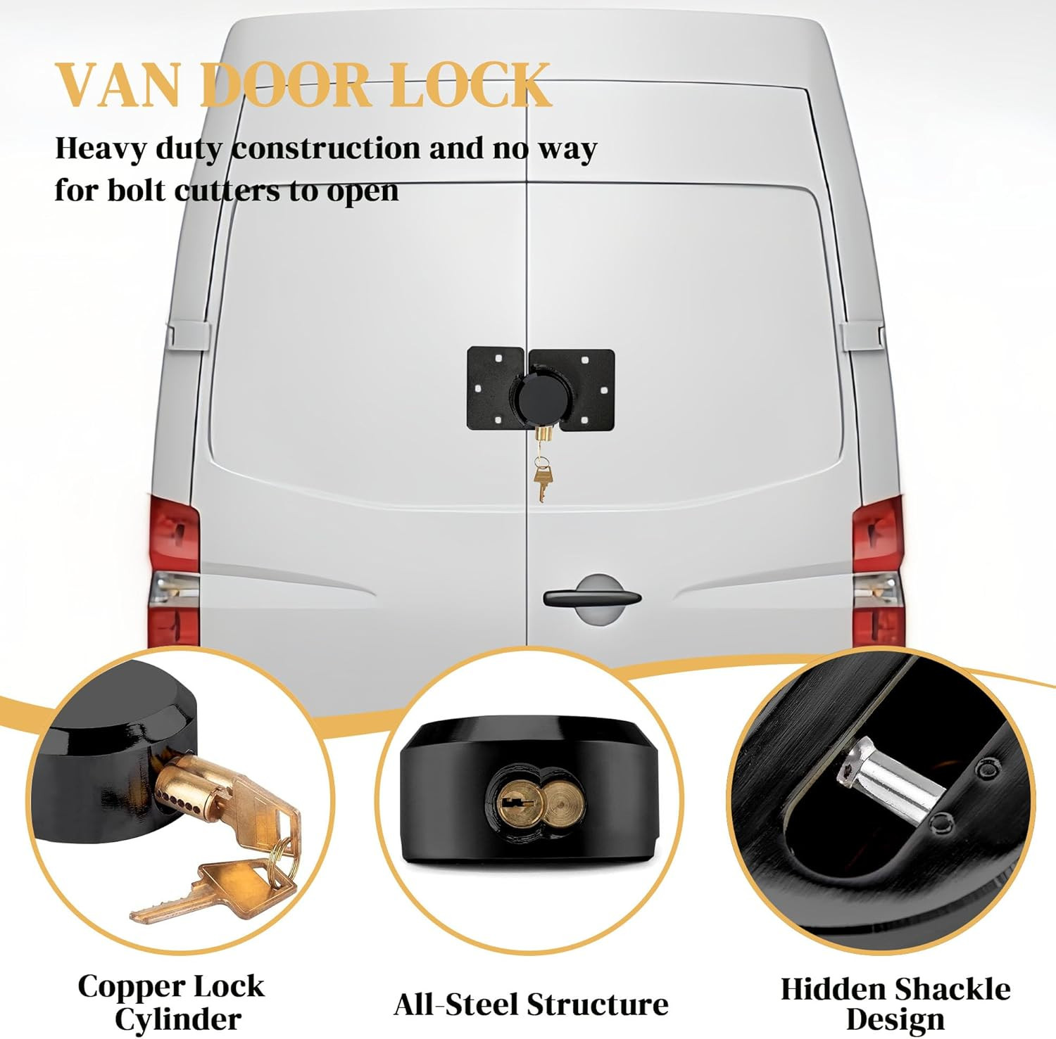 2 Pack Van Door Lock Set Keyed Alike with 4Pcs Keys and 80Mm Screws | 73MM Heavy