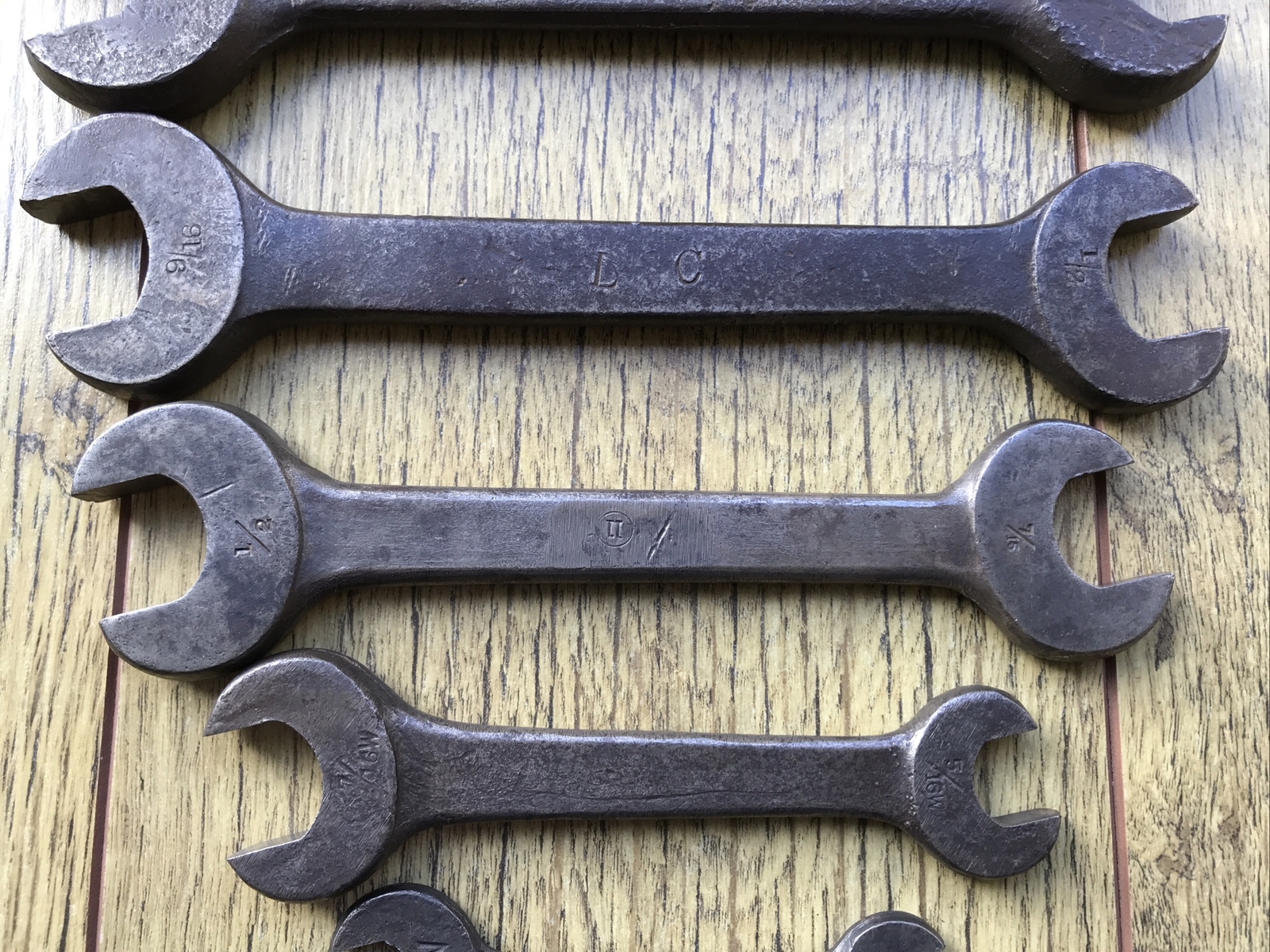 6 Vintage Heavy Duty Whitworth Spanners 5/8”W to 1/8″W. No 4.