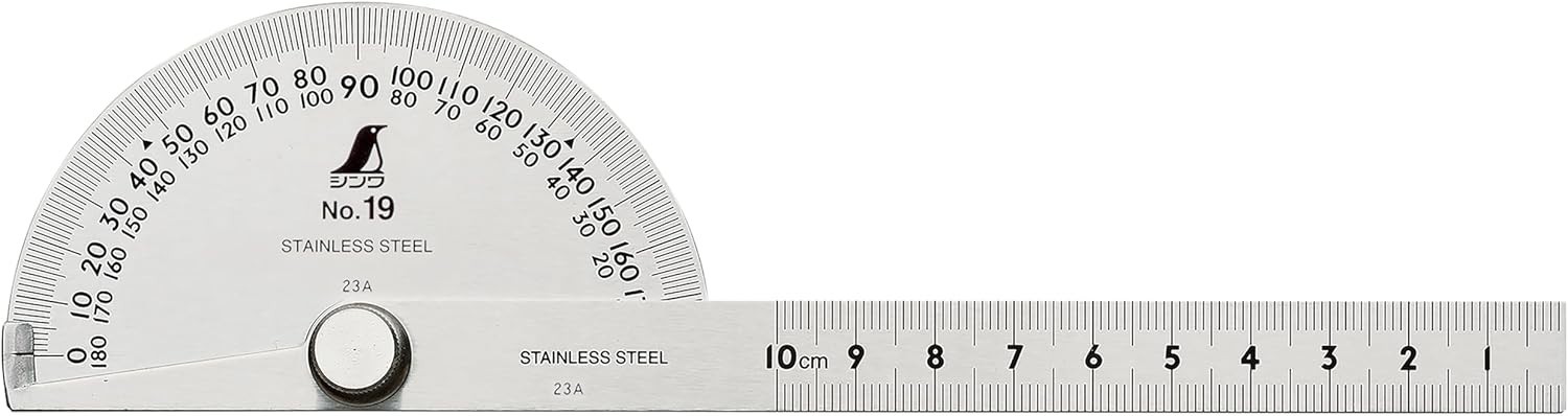 SHINWA Protractor Stainless 1 rod Mini Silver 62499 No.19 JPN
