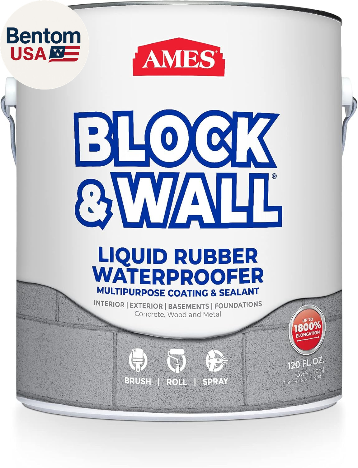 Block & Wall™ Liquid Rubber Waterproofer Multi-Purpose Coating & Sealant – 1 Gal