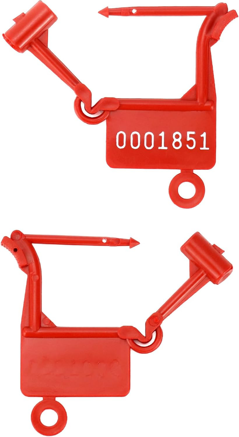 250pcs Red Plastic Security Padlock Seals Numbered Tamperproof Self Lock Tag Use