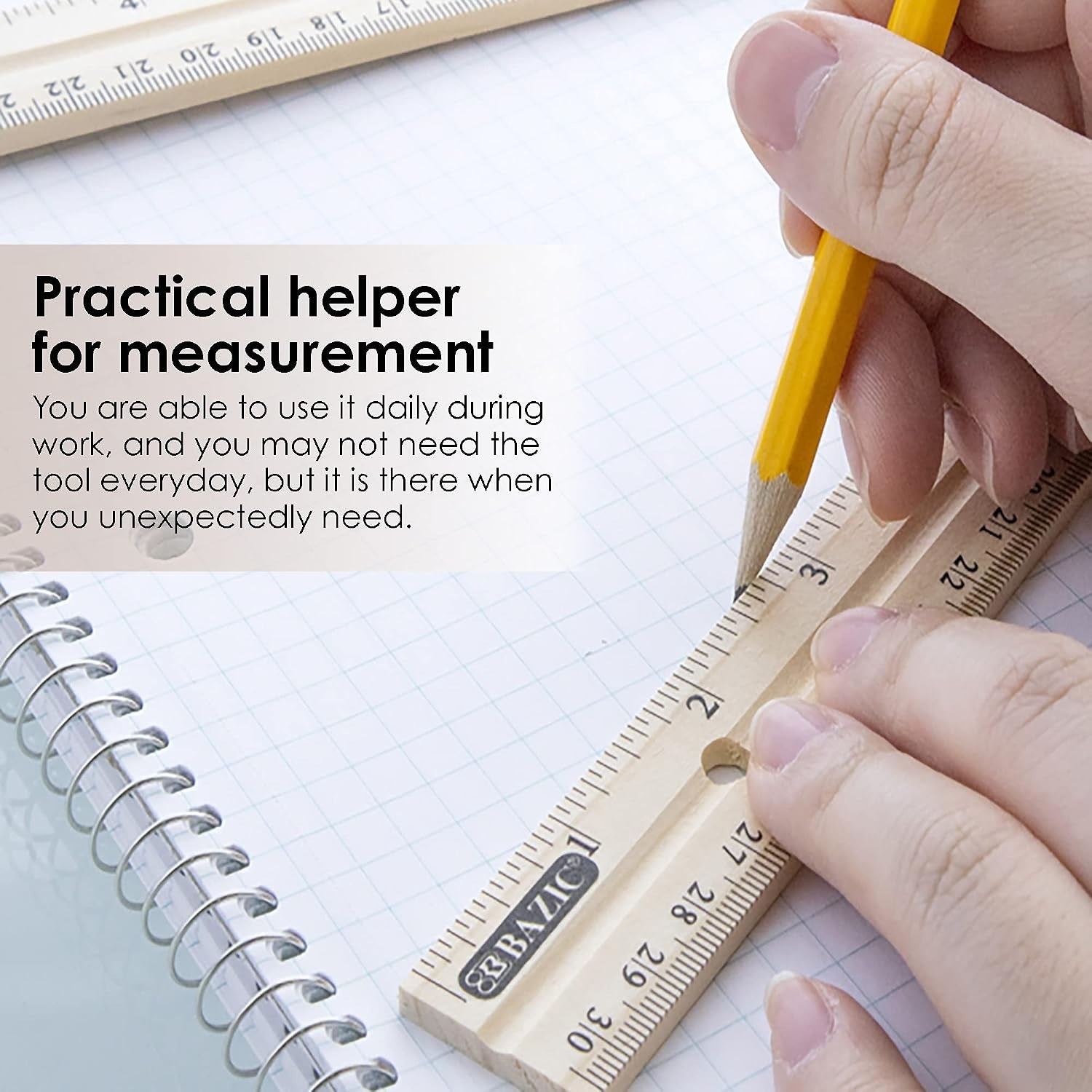 24-Pack Wooden Rulers, Metal Edge, Inch & Metric