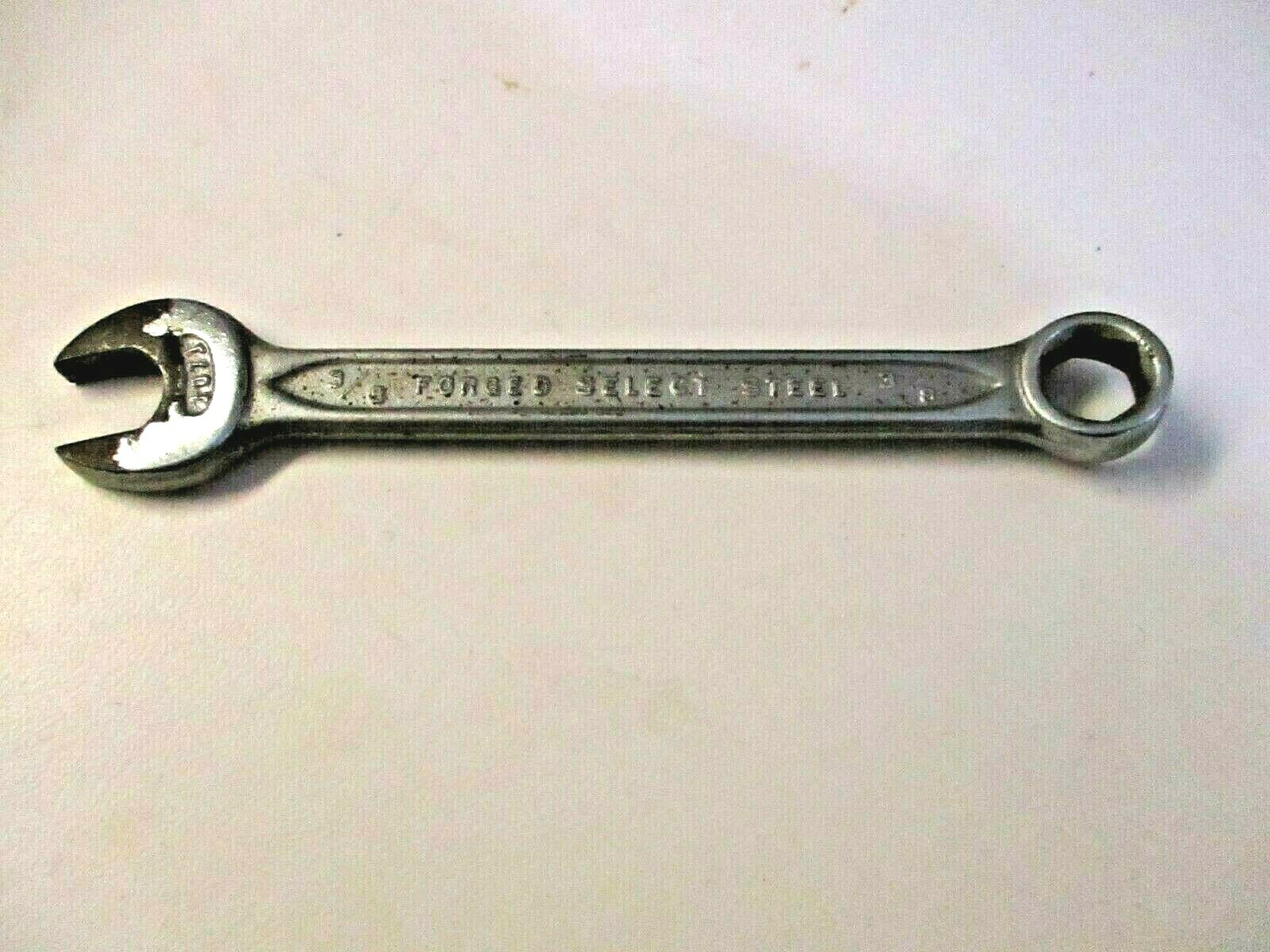 USA Forged Select Steel 1071 Combination SAE Wrench 3/8″ Vintage 6 Pt Box End