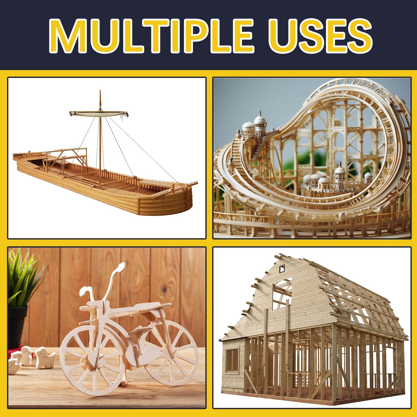 300 Pcs Balsa Wood Sticks 3mm x x 305mm, 300