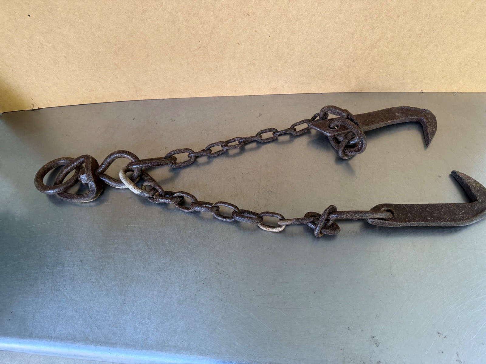 LOGGING TOOL LOG DOG TREE SPIKE CHAIN with swivel VINTAGE #GG