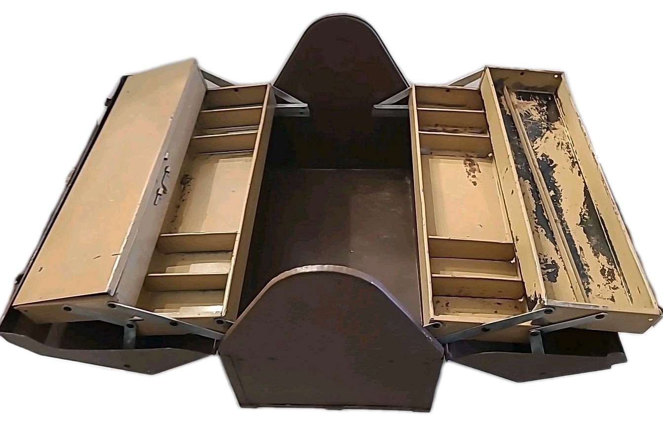 Simonsen Cantilever Carry Tool Box Metal Vintage Dog Logo 18×10×13 Mechanic