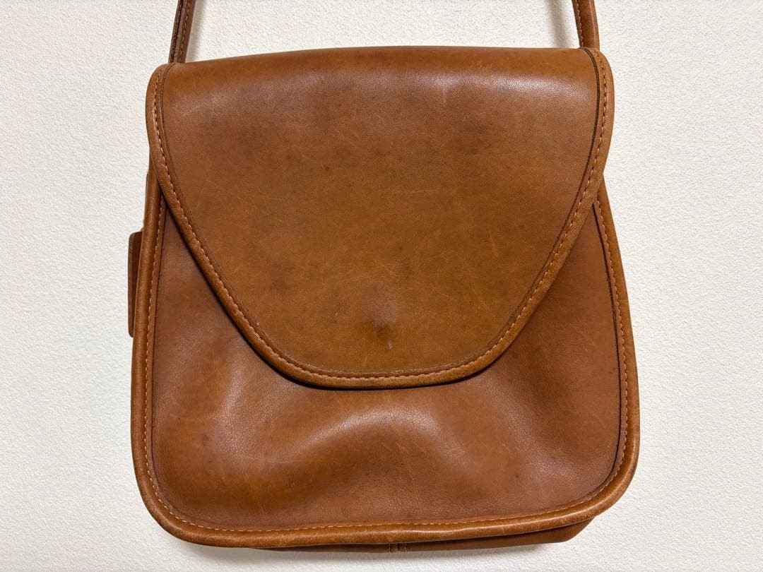 Old Coach Vintage Shoulder Bag Leather Camel Used 80s USA Quality